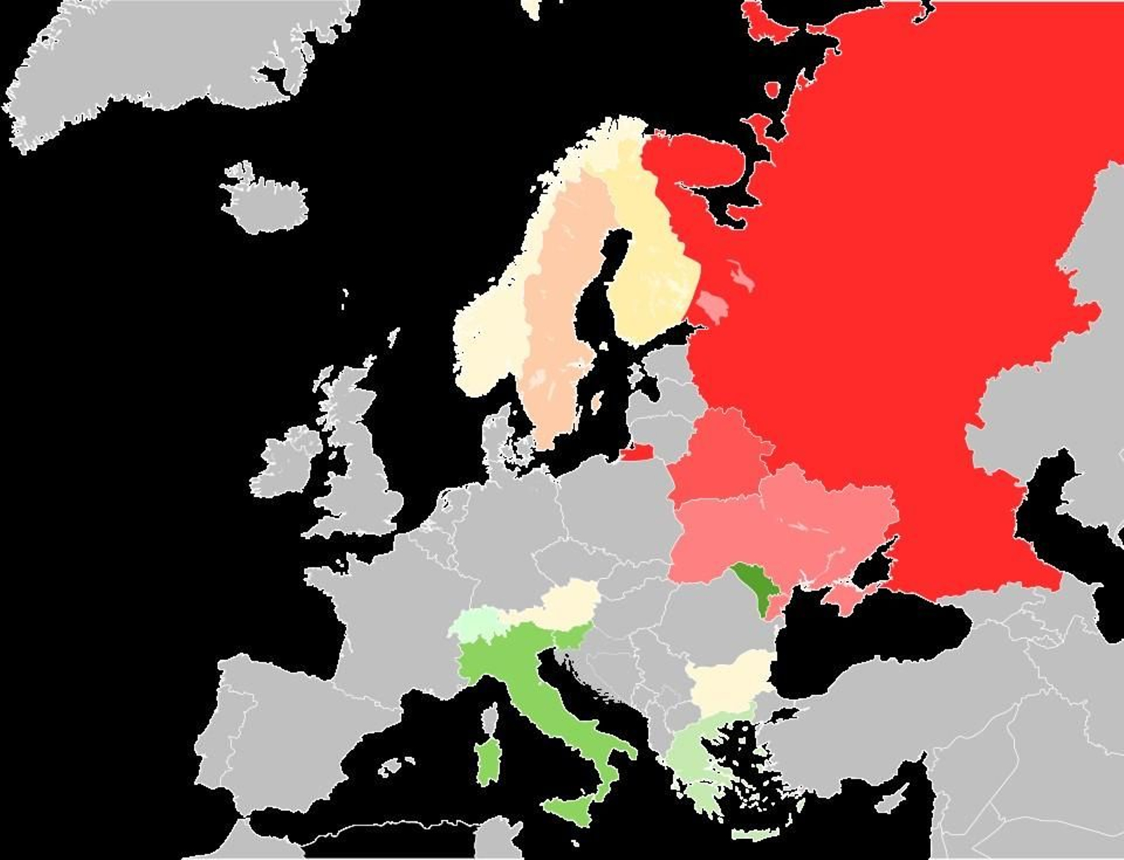 Los efectos de la radiactividad en Europa.