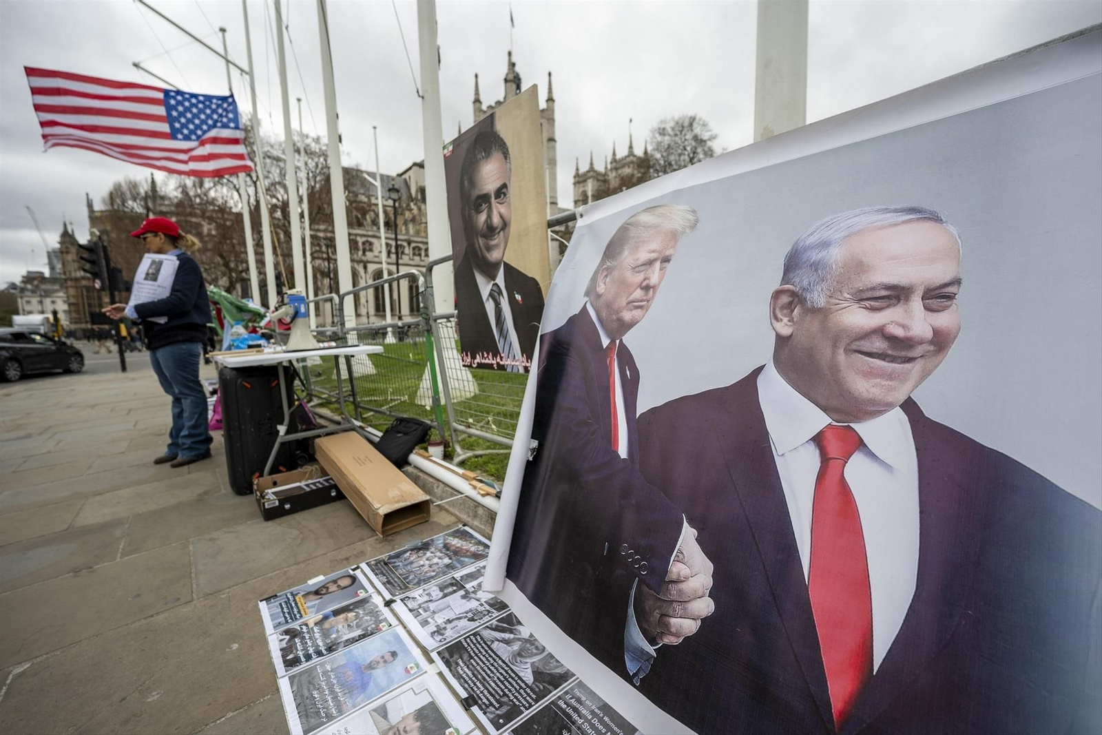 Los rostros del presidente de los Estados Unidos, Donald Trump, y del primer ministro de Israel, Benjamin Netanyahu