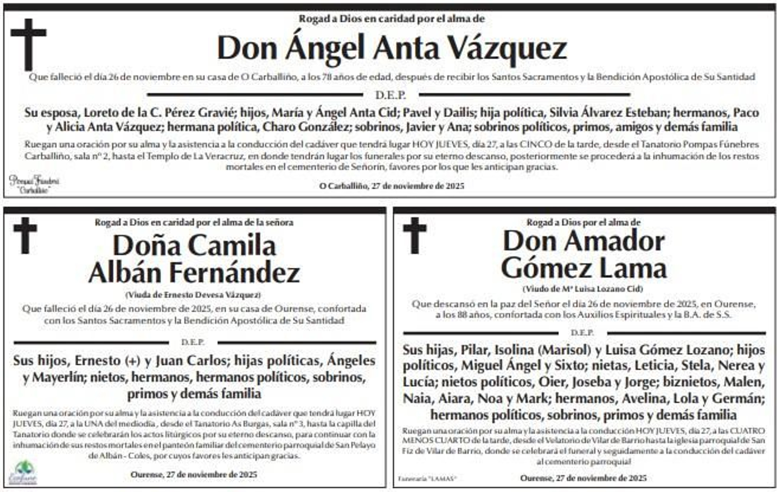 Las despedidas de este jueves en La Región