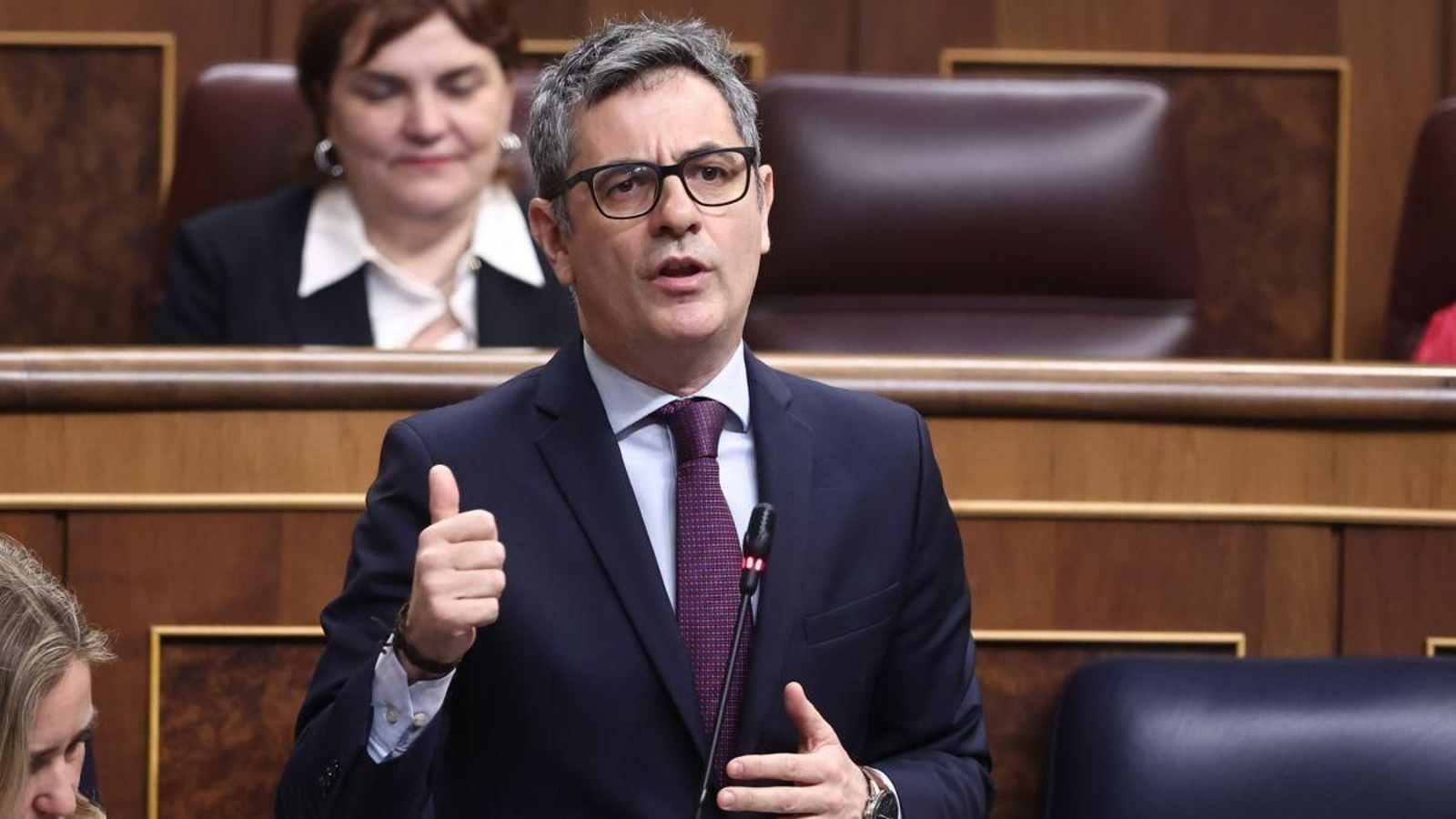 El ministro de la Presidencia, Félix Bolaños, durante el último pleno en el Congreso.