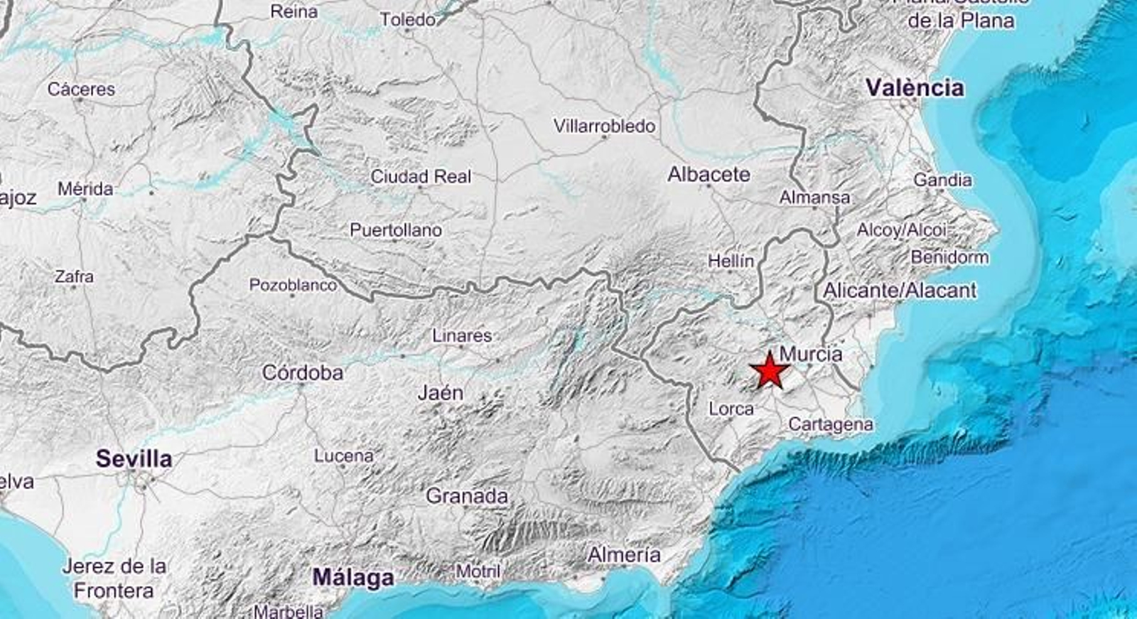 Imagen del epicentro del terremota en Murcia.