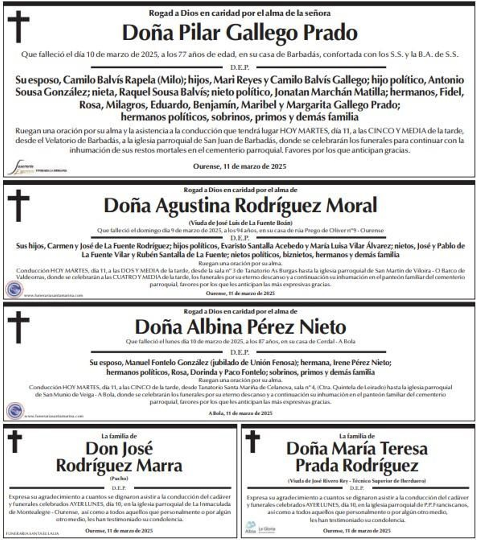 Esquelas 11 de marzo.