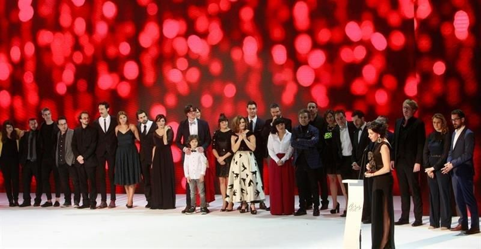 El equipo de 'Dhogs' recibe el premio al mejor largometraje, en la gala de los XVI Premios Mestre Mateo del audiovisual gallego