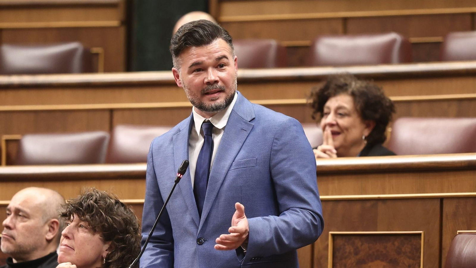 El portavoz de ERC en el Congreso, Gabriel Rufián, en el Congreso de los Diputados.