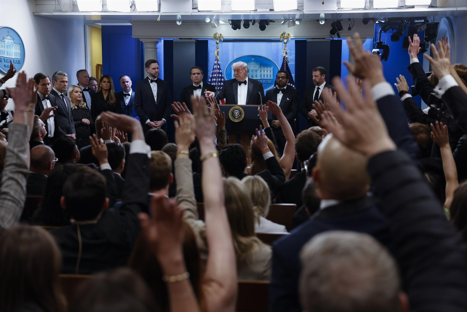 El presidente de EEUU, Donald Trump, momentos después del ataque en rueda de prensa.