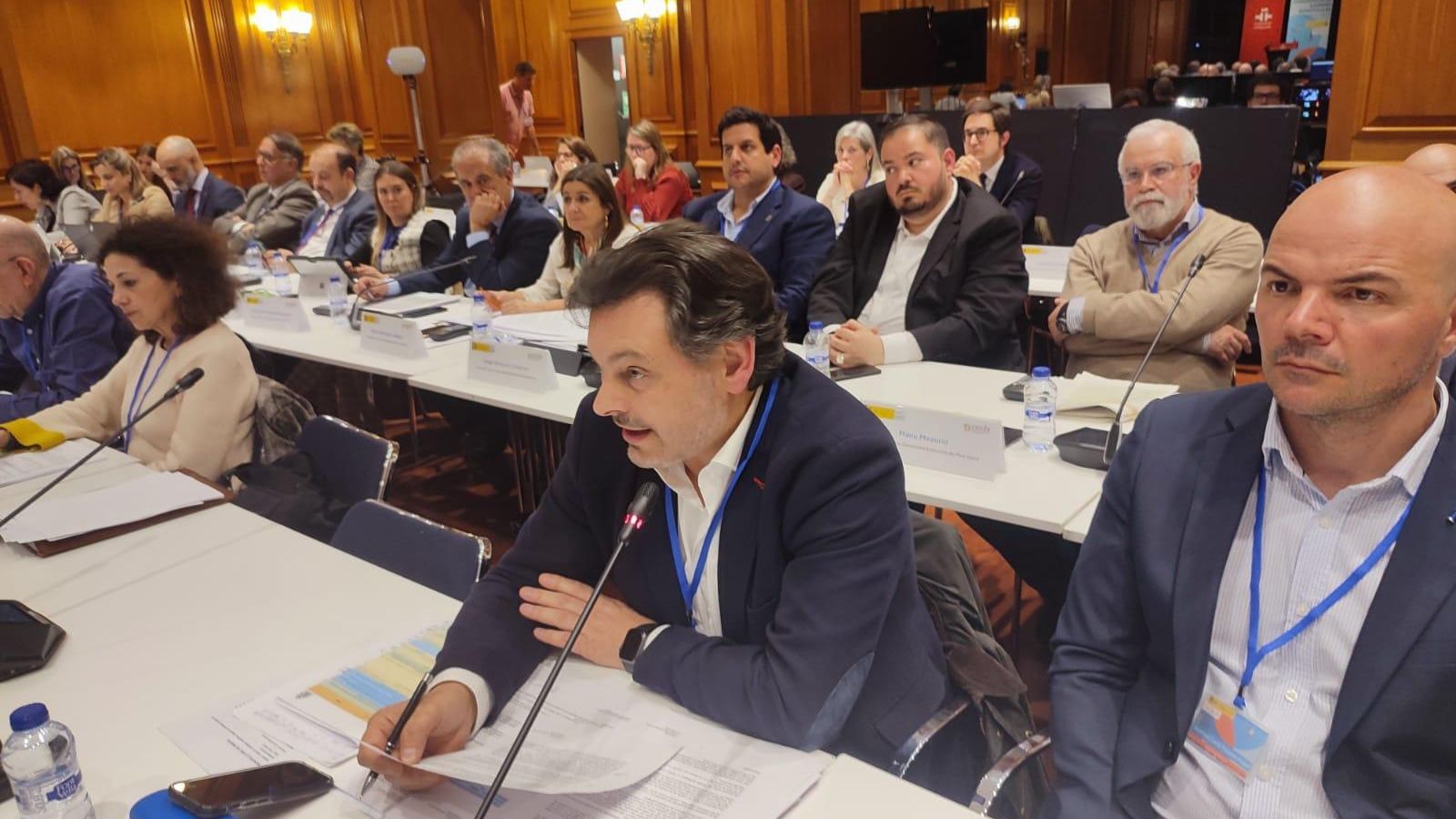 Los representantes de las Comunidades Autónomas en la sesión de tarde de la primera jornada del Pleno, durante una intervención del secretario xeral de Emigración de la Xunta de Galicia, Antonio Rodríguez Miranda.