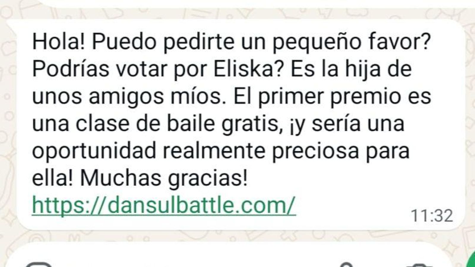 El mensaje fraudulento en español.