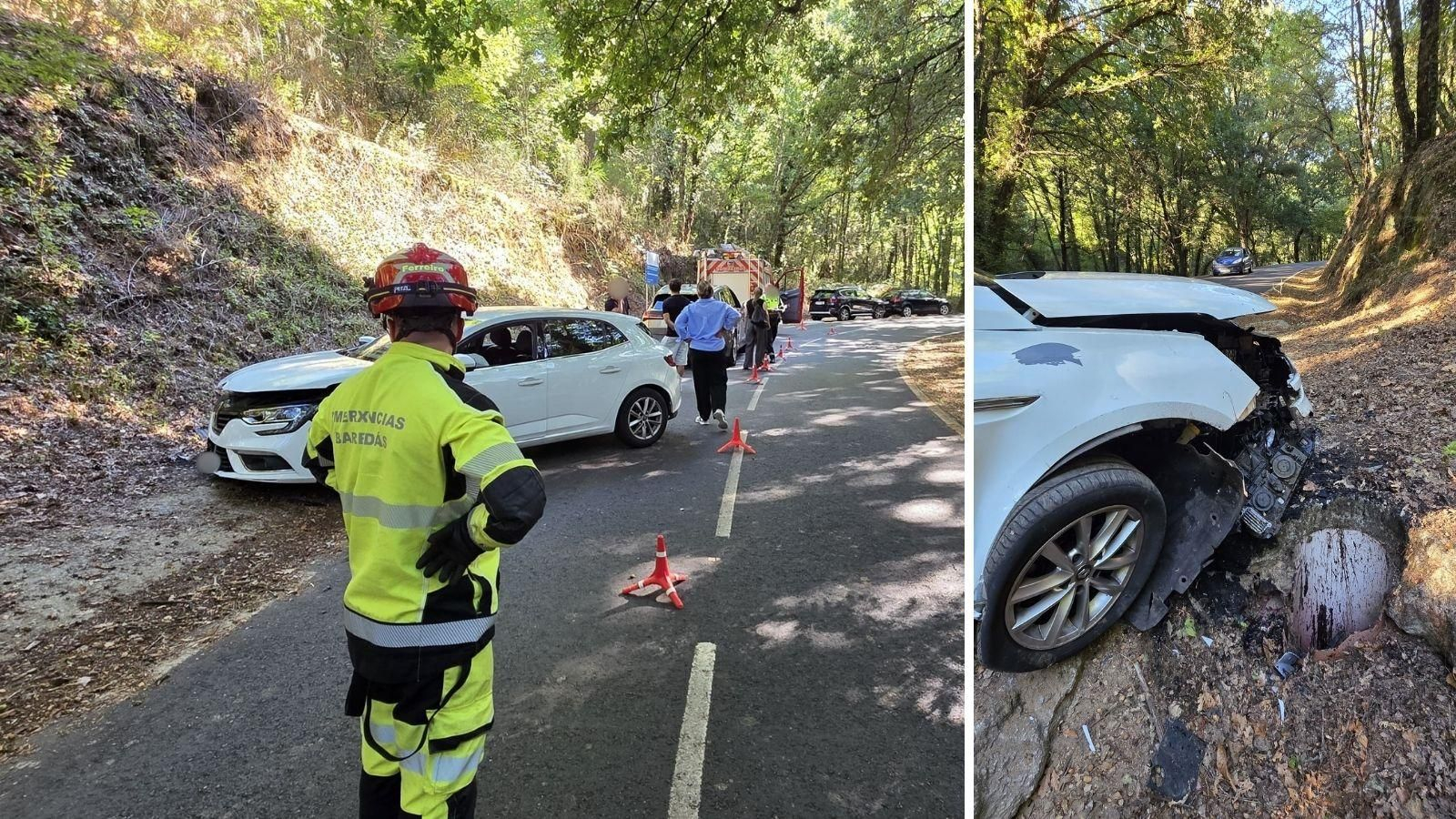 Estado del vehículo tras la salida de vía en Barbadás