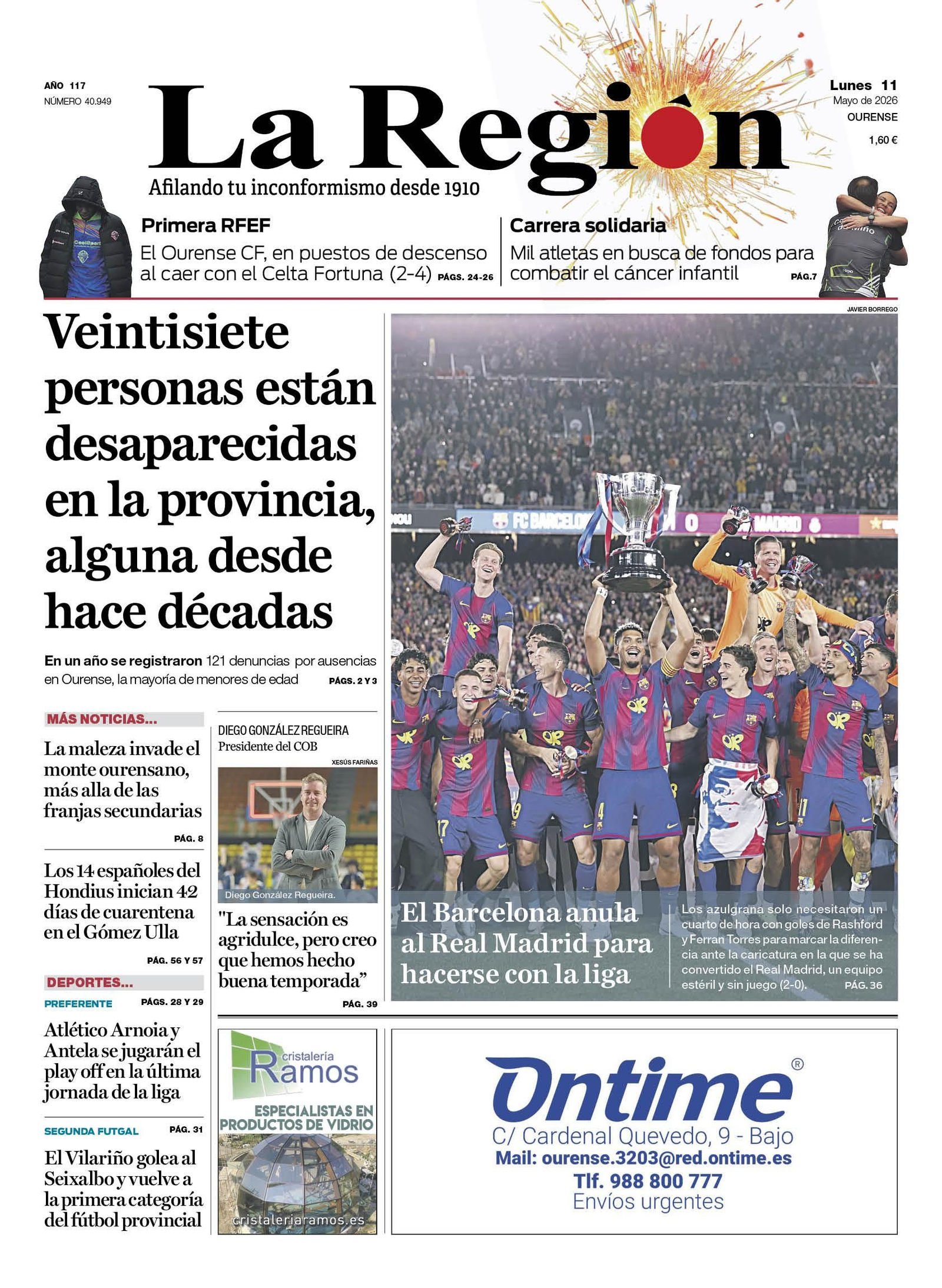 La portada de La Región.