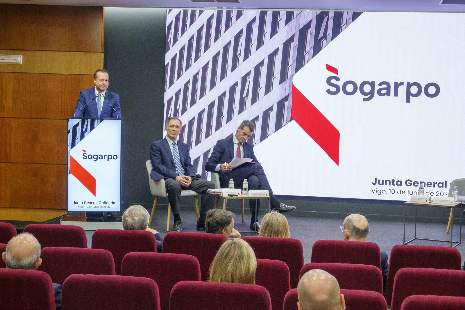 Artur Yuste, presidente de Sogarpo, ayer en la junta general ordinaria en la sede de la CEP.