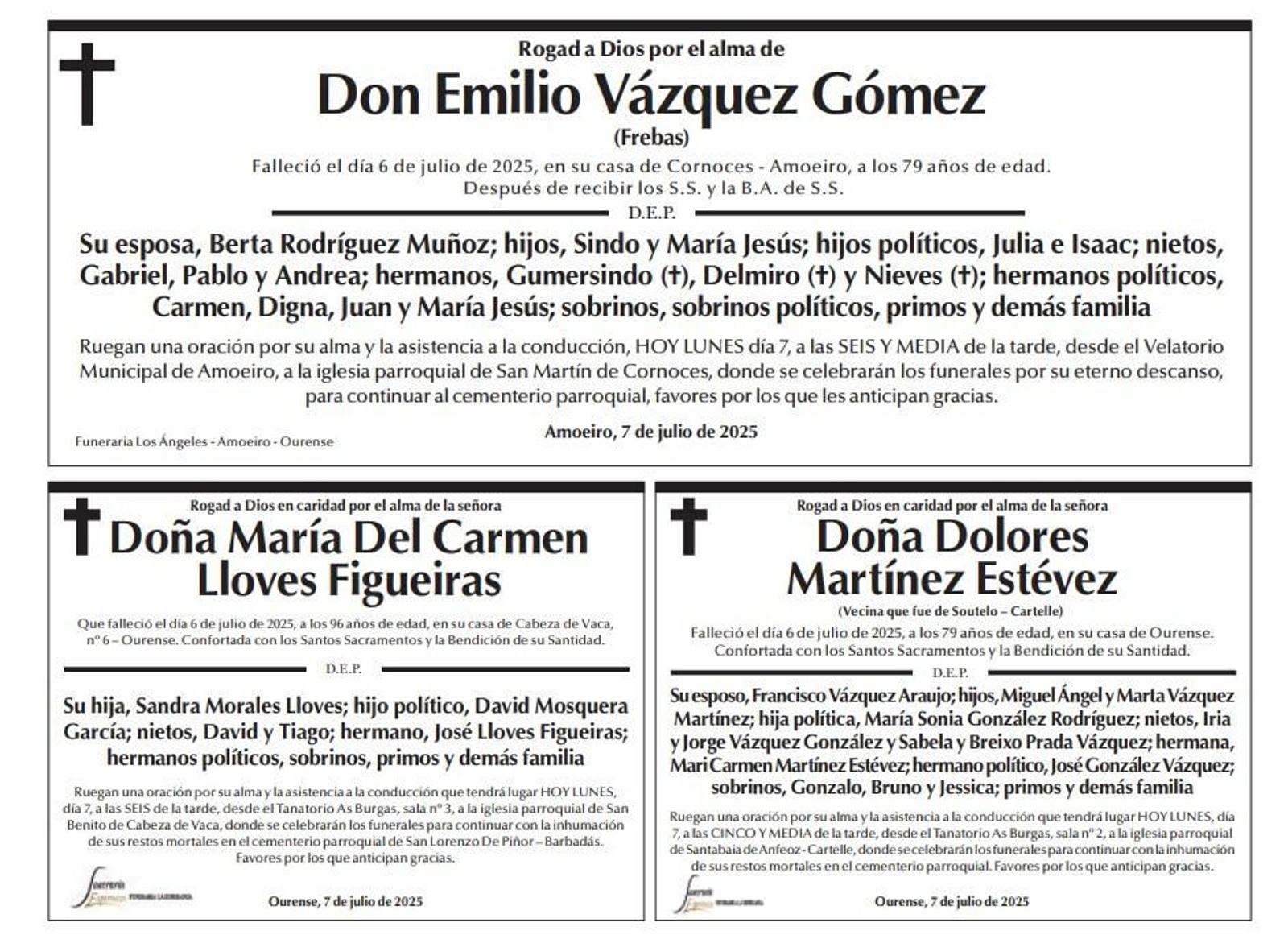 Esquelas del lunes 7 de julio