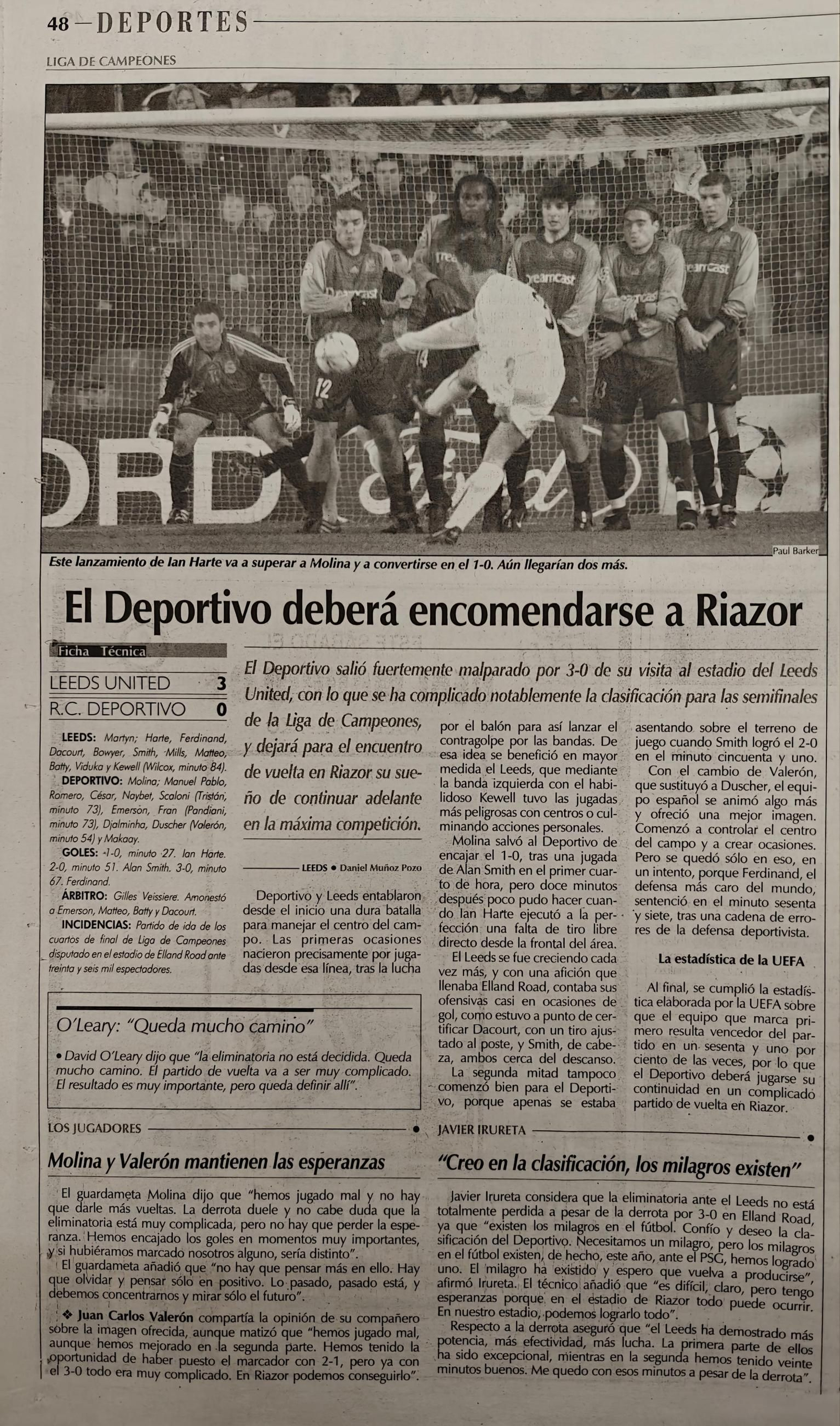 El Deportivo en la Liga de Campeones.