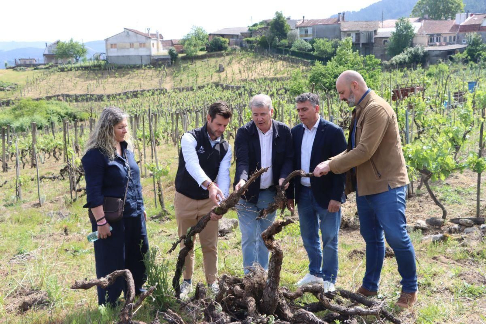 Autoridades con el viticultor Jonatán Pousada.