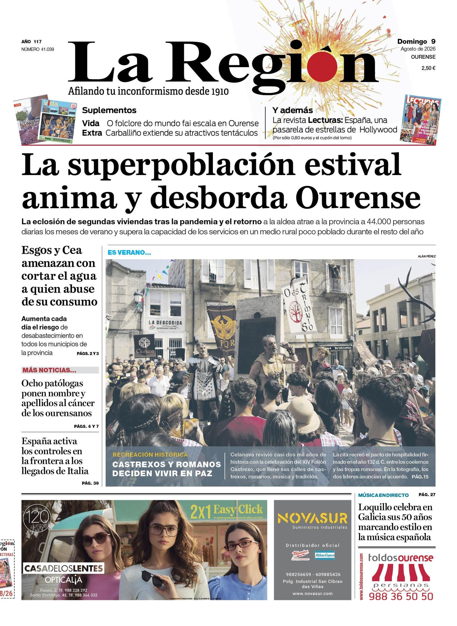 Estos son los titulares de La Región de este domingo, 9 de agosto