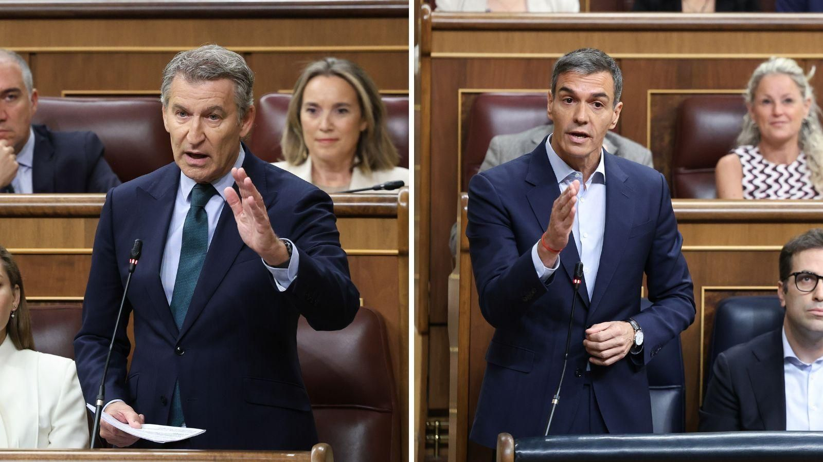 Feijóo y Sánchez, en la sesión de control al Gobierno