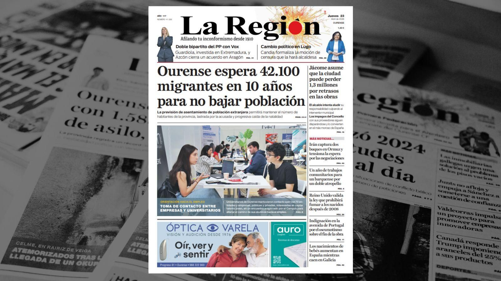 La portada de La Región de este jueves 23 de abril.