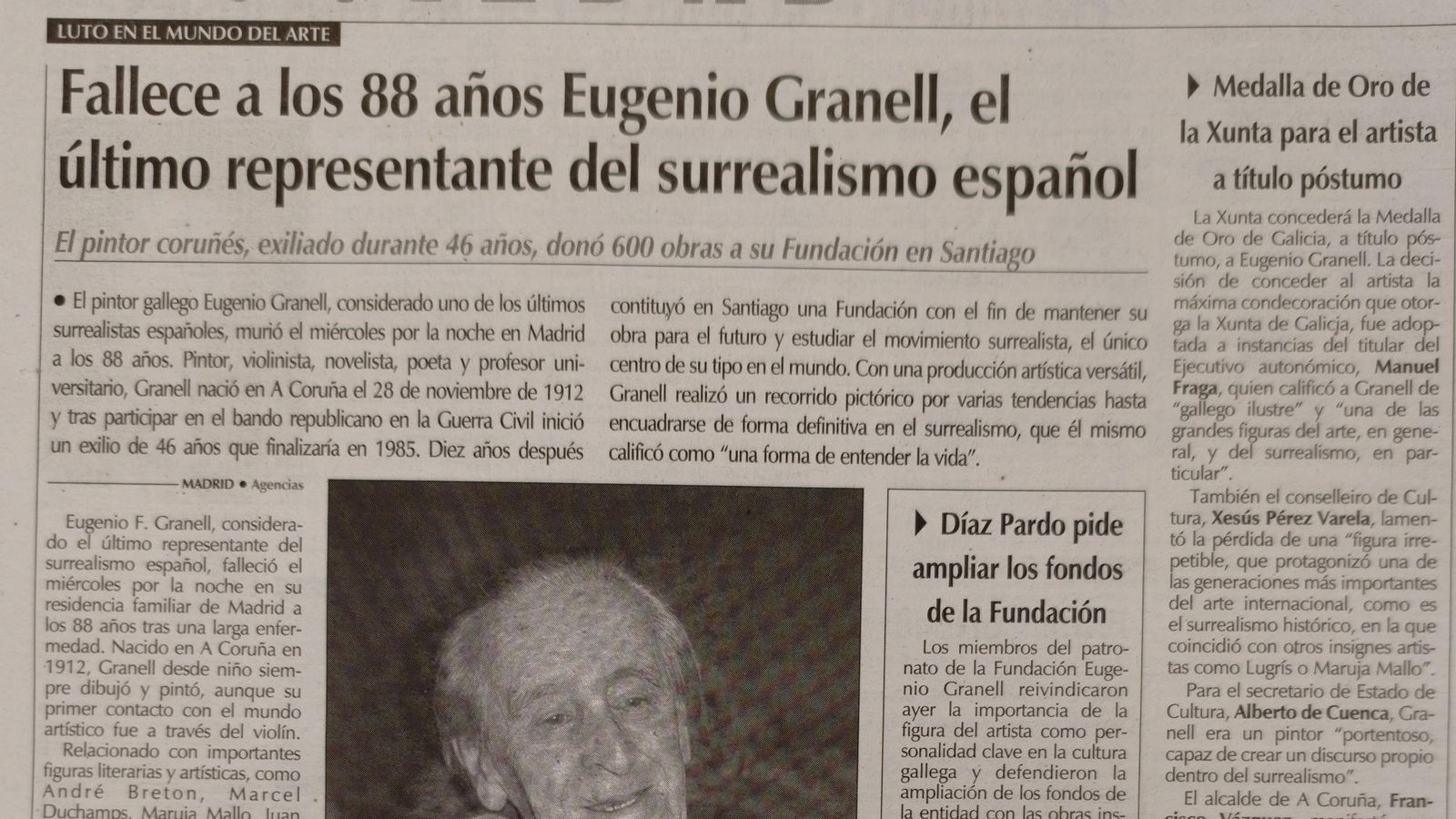 Fallece el pintor Eugenio Granell