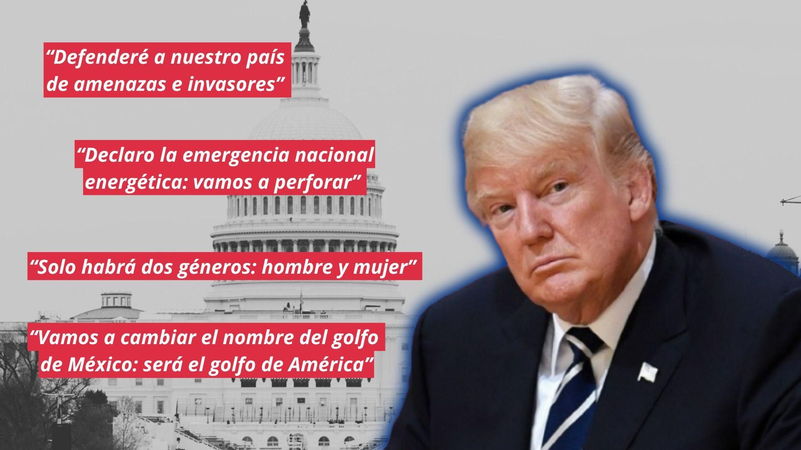 Frases destacadas de la toma de posesión de Donald Trump.