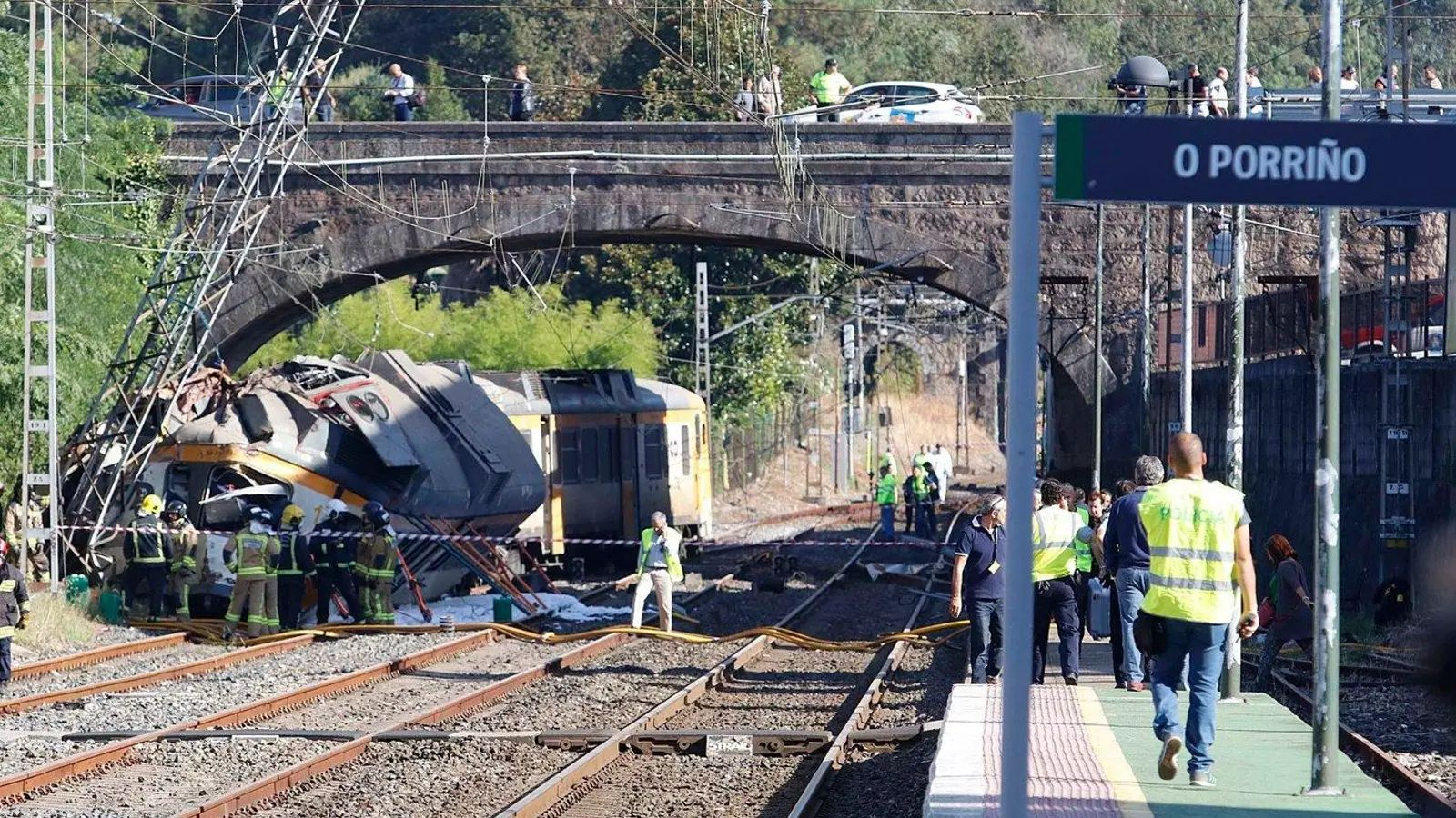 El tren Celta, ya tras su accidente mortal en Porriño