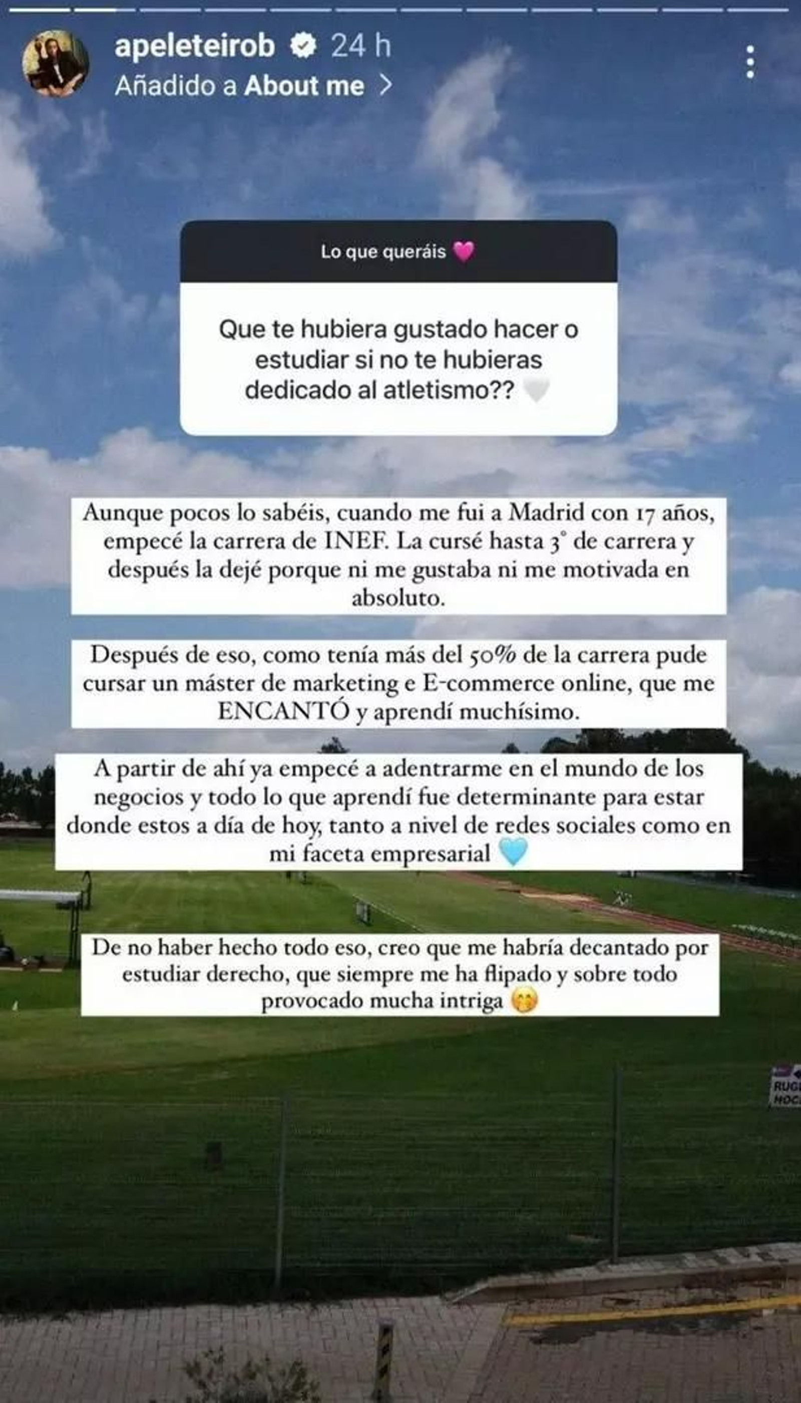 Ana Peleteiro responde en sus redes sociales a preguntas de seguidores.