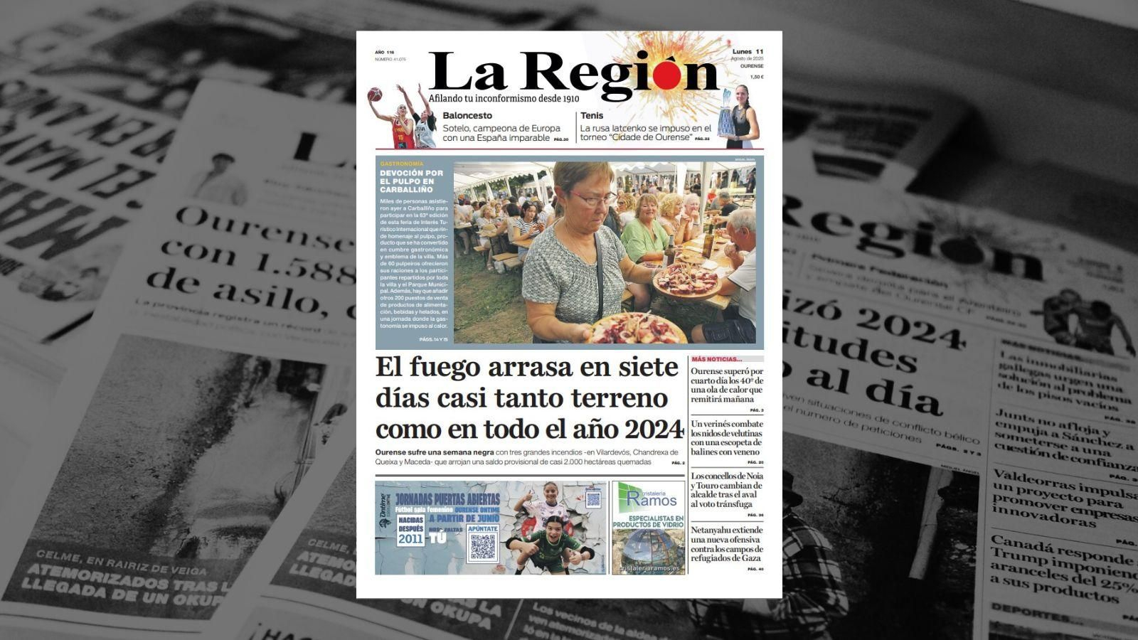 La portada de La Región de este lunes 11 de agosto
