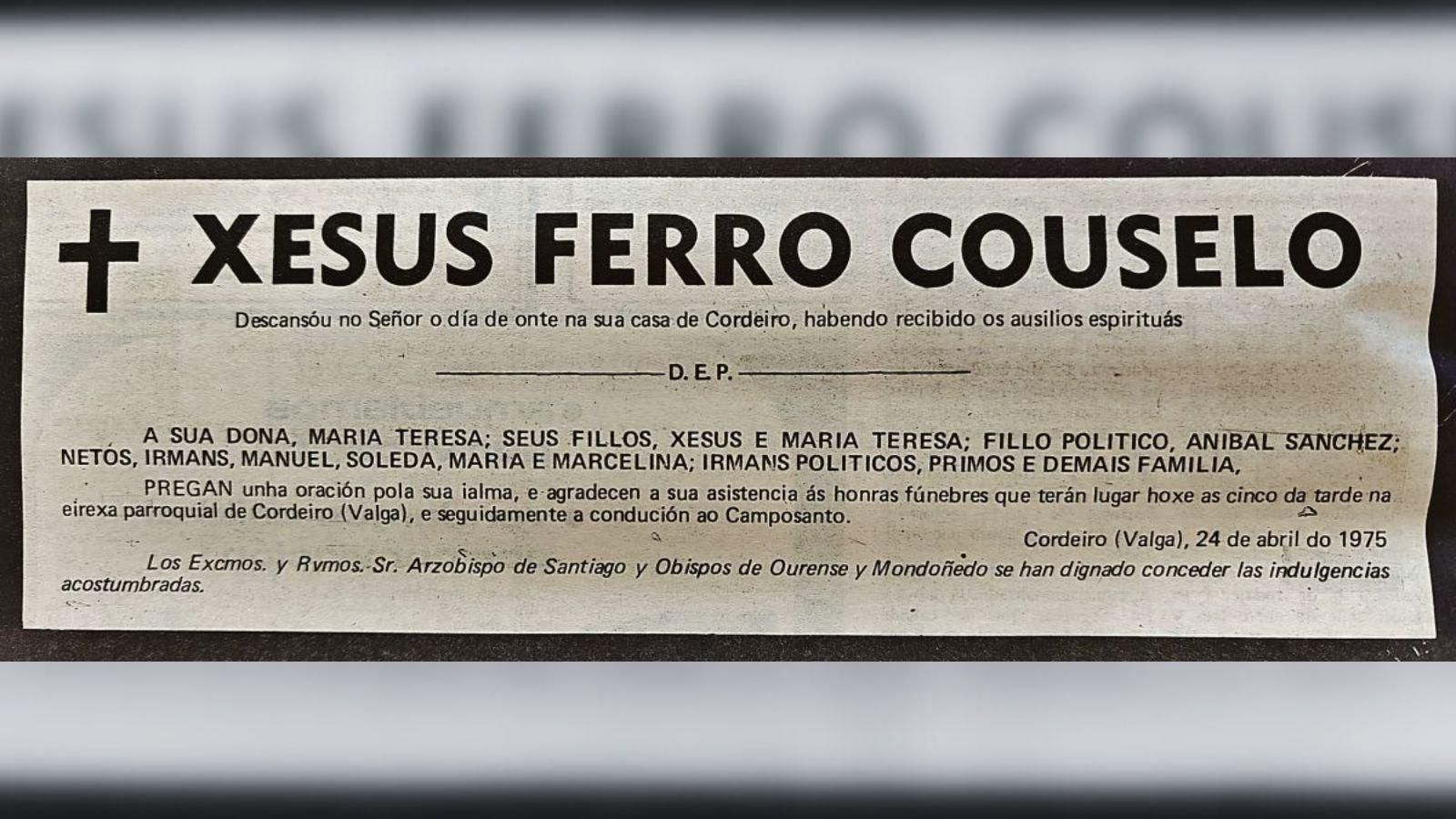 Una de las once esquelas publicadas en La Región.