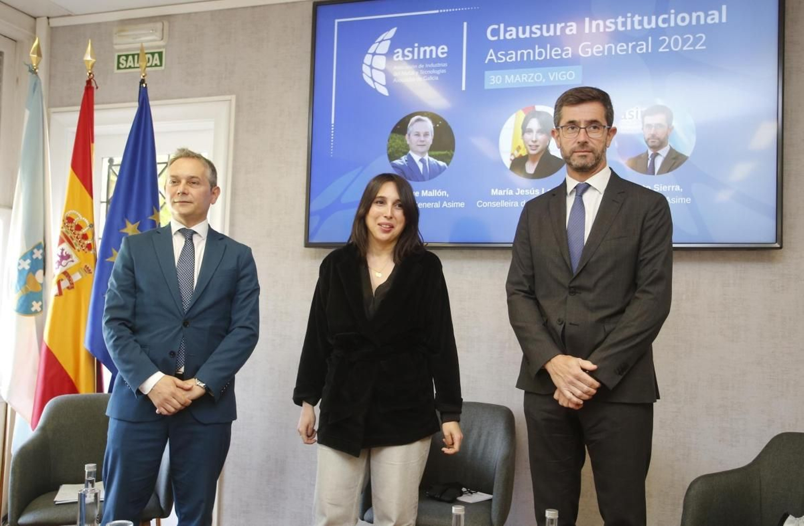 La conselleira de Emprego, Lorenzana, participó ayer en la clausura de la asamblea general de Asime en Vigo.