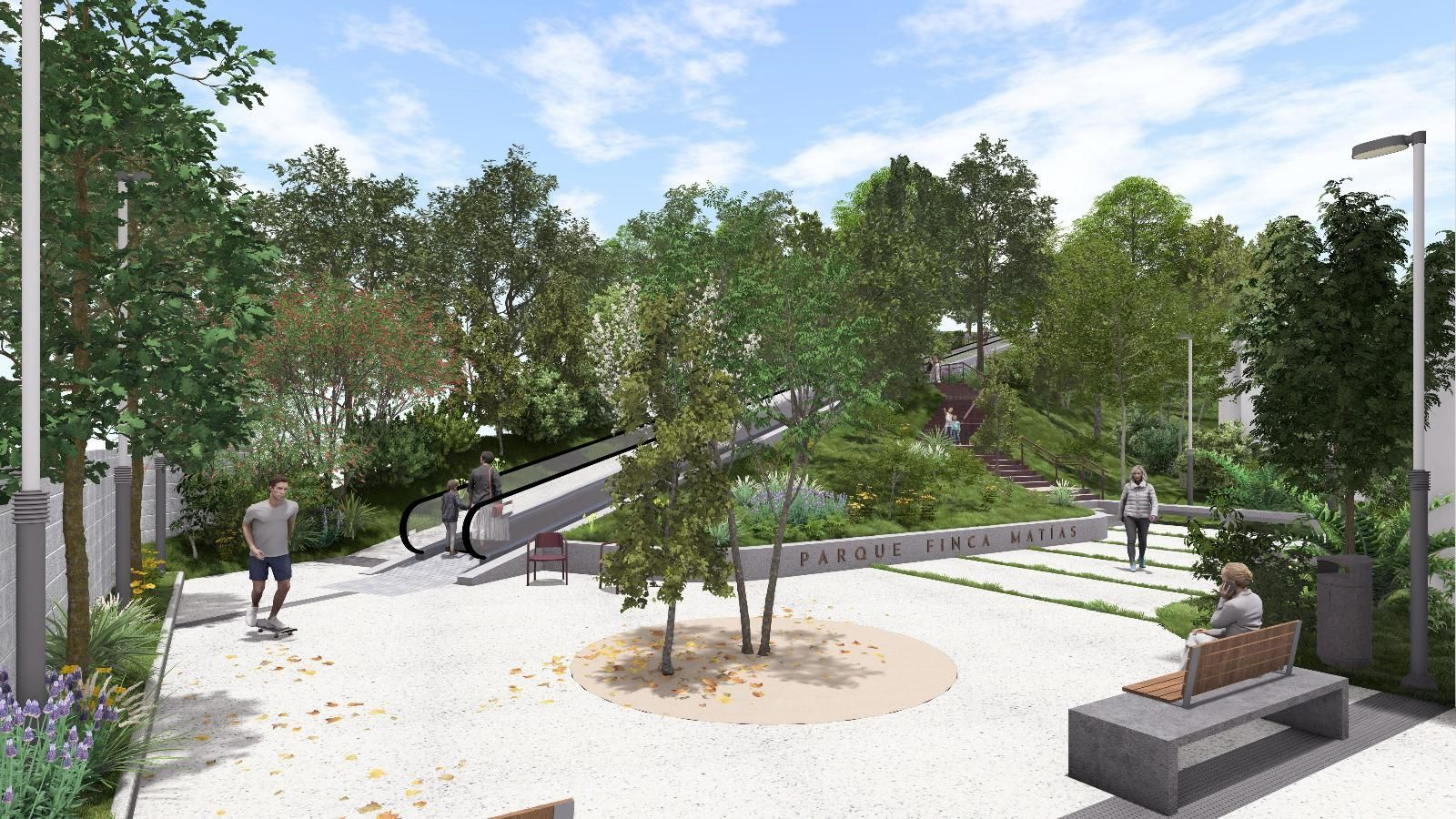 Una infografía de las rampas que proyecta el Concello por dentro del parque.