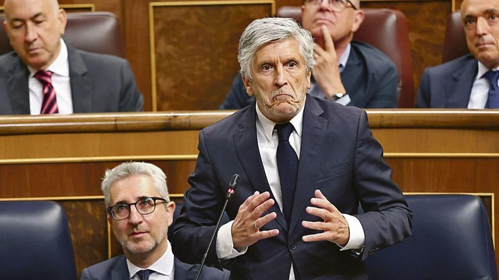 Fernando Grande-Marlaska interviene durante la sesión plenaria del Congreso.