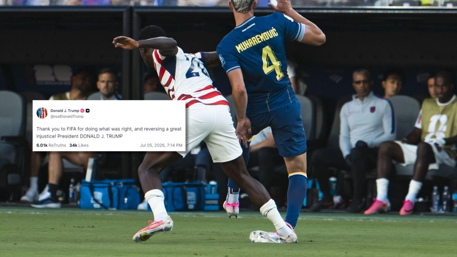 Acción por la Folarin Balogun fue expulsado ante Bosnia Herzegovina.