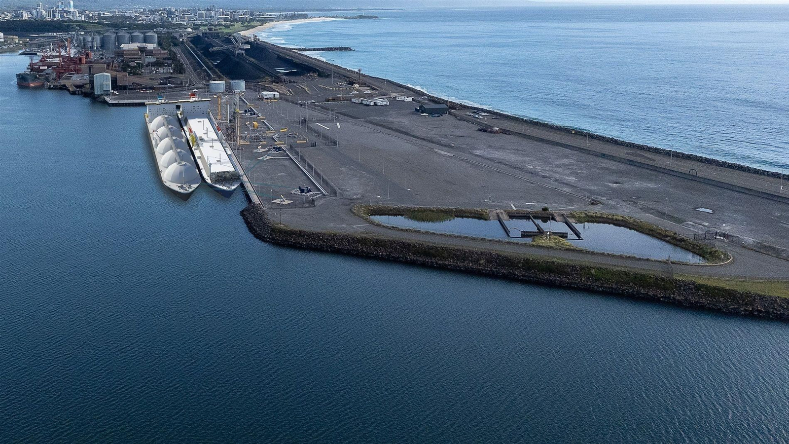 Render de como quedará a terminal de Port Kembla, en el estado australiano de Nueva Gales del Sur.