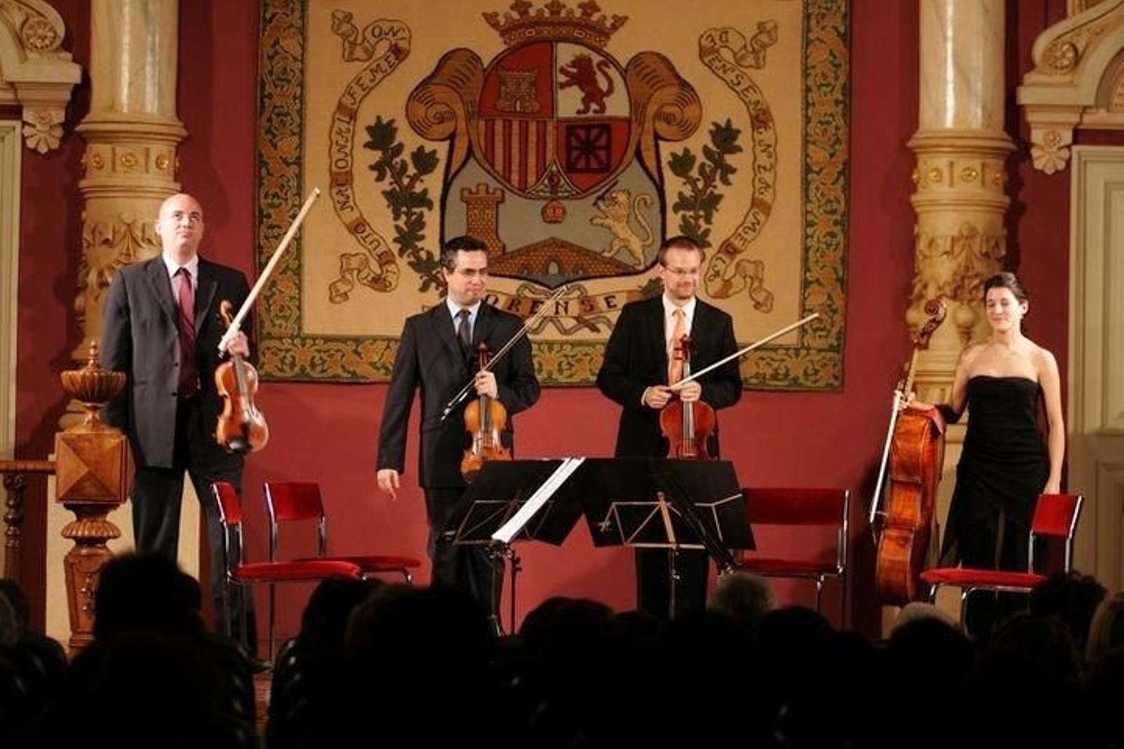 Actuación del Cuarteto Quiroga en el instituto Otero Pedrayo de Ourense.