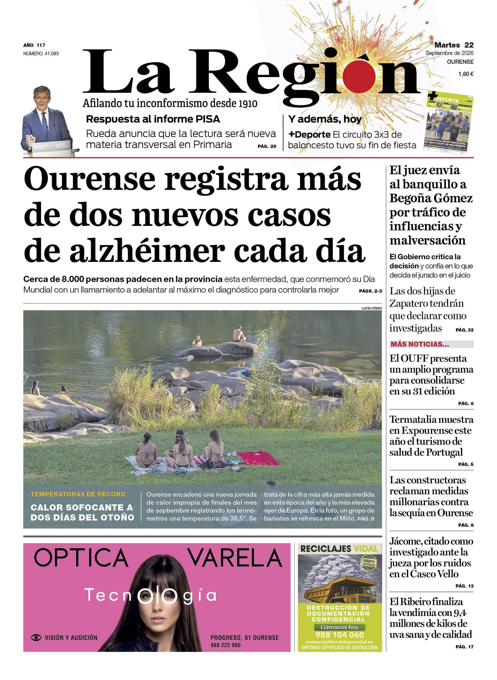 Los titulares de La Región de este martes, 22 de septiembre