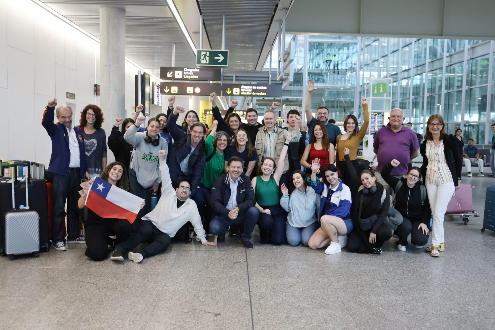 El grupo de participantes en Escolas Abertas a su llegada a Galicia