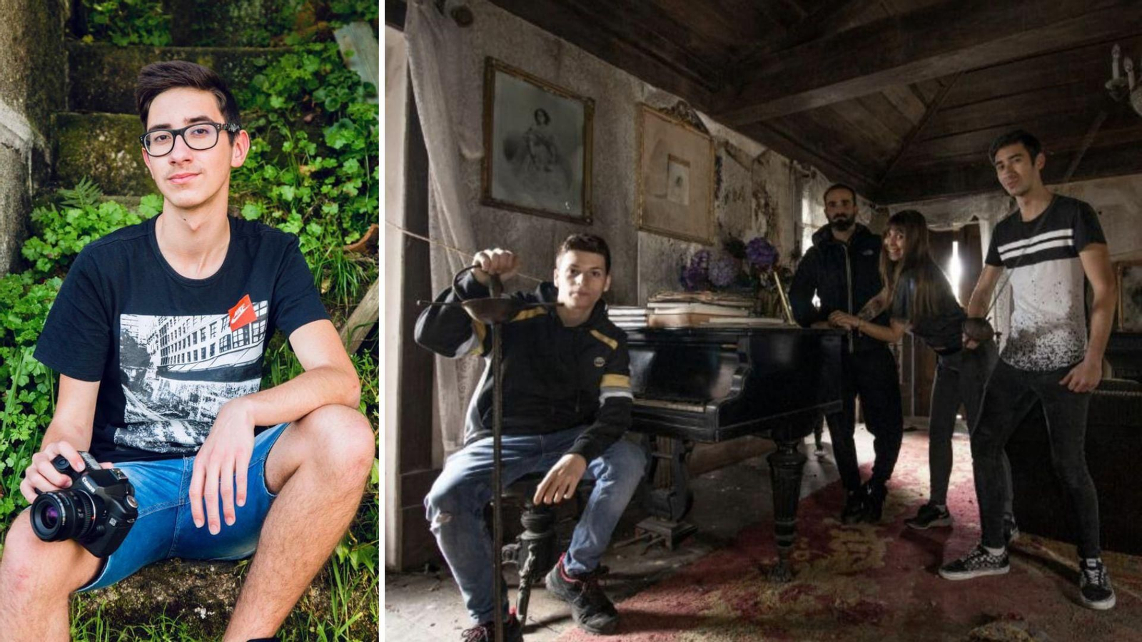 A la izquierda, el joven Yibrán fallecido la semana pasada. A la derecha, él con sus amigos.
