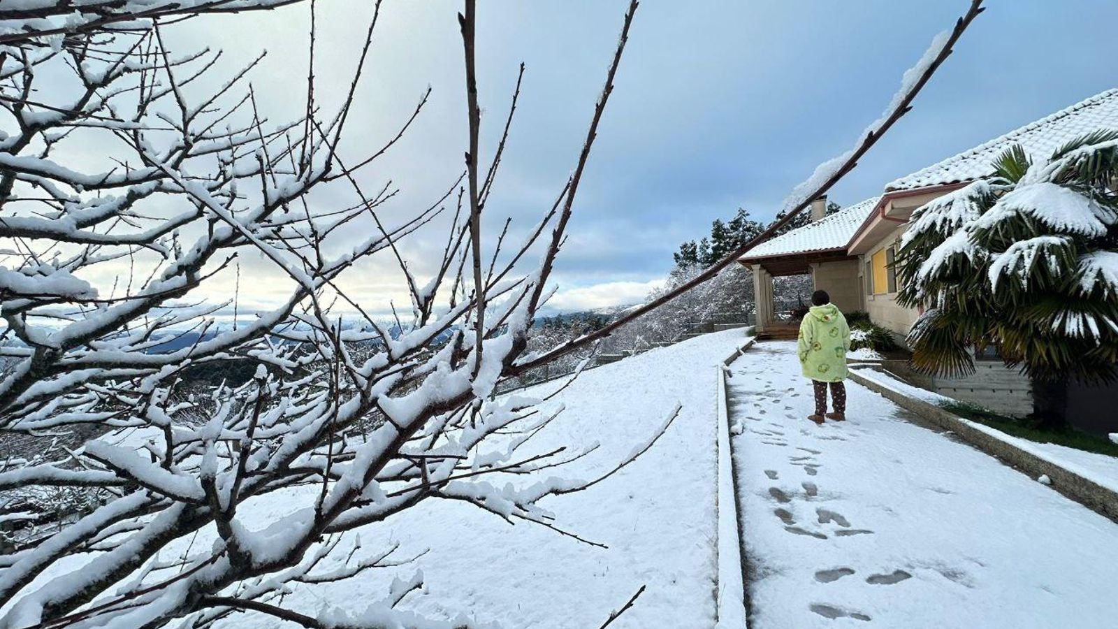 Galería | La nieve da la bienvenida al invierno en A Cañiza