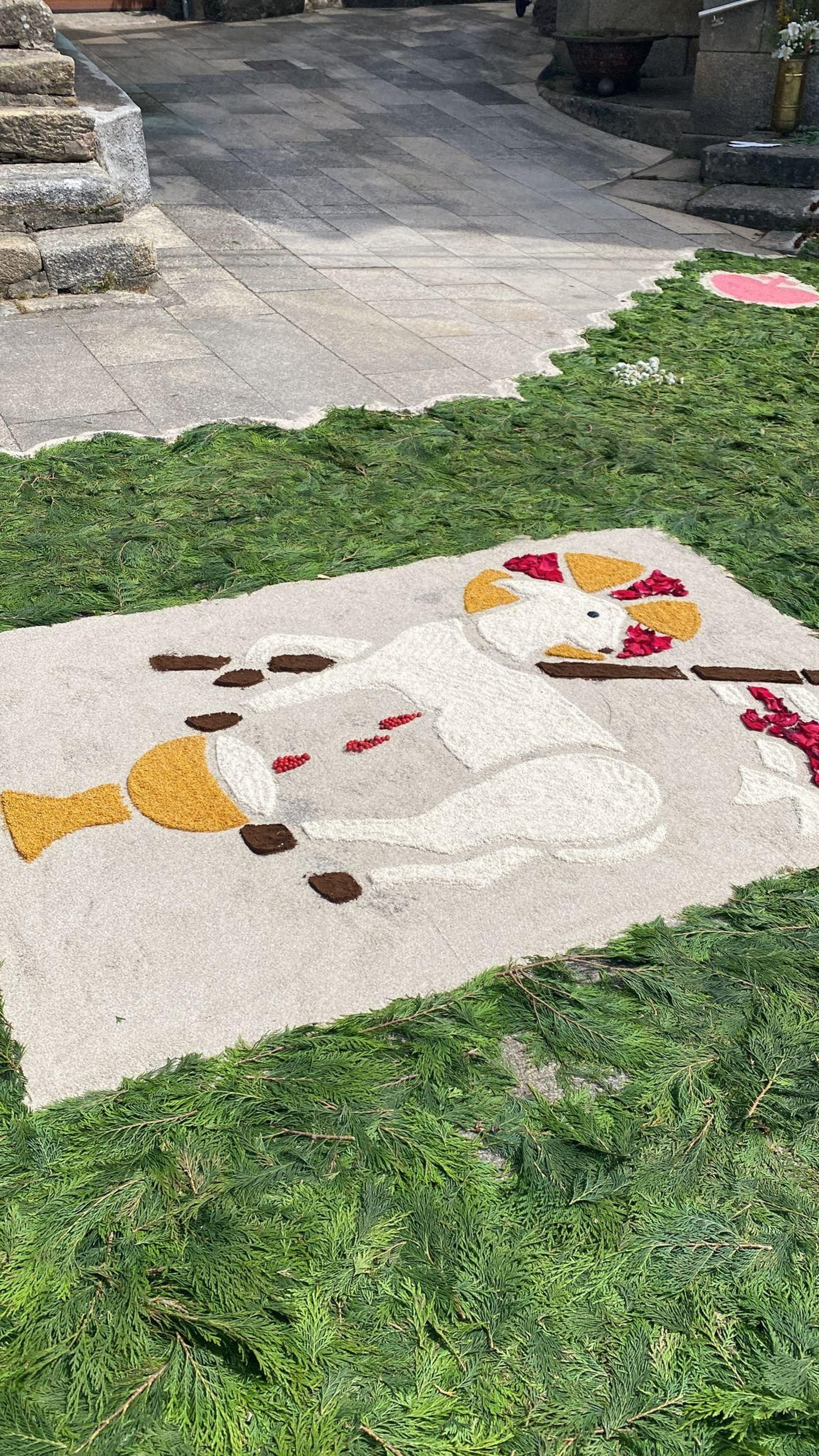 Alfombra floral por el Corpus Christi en Viana do Bolo.