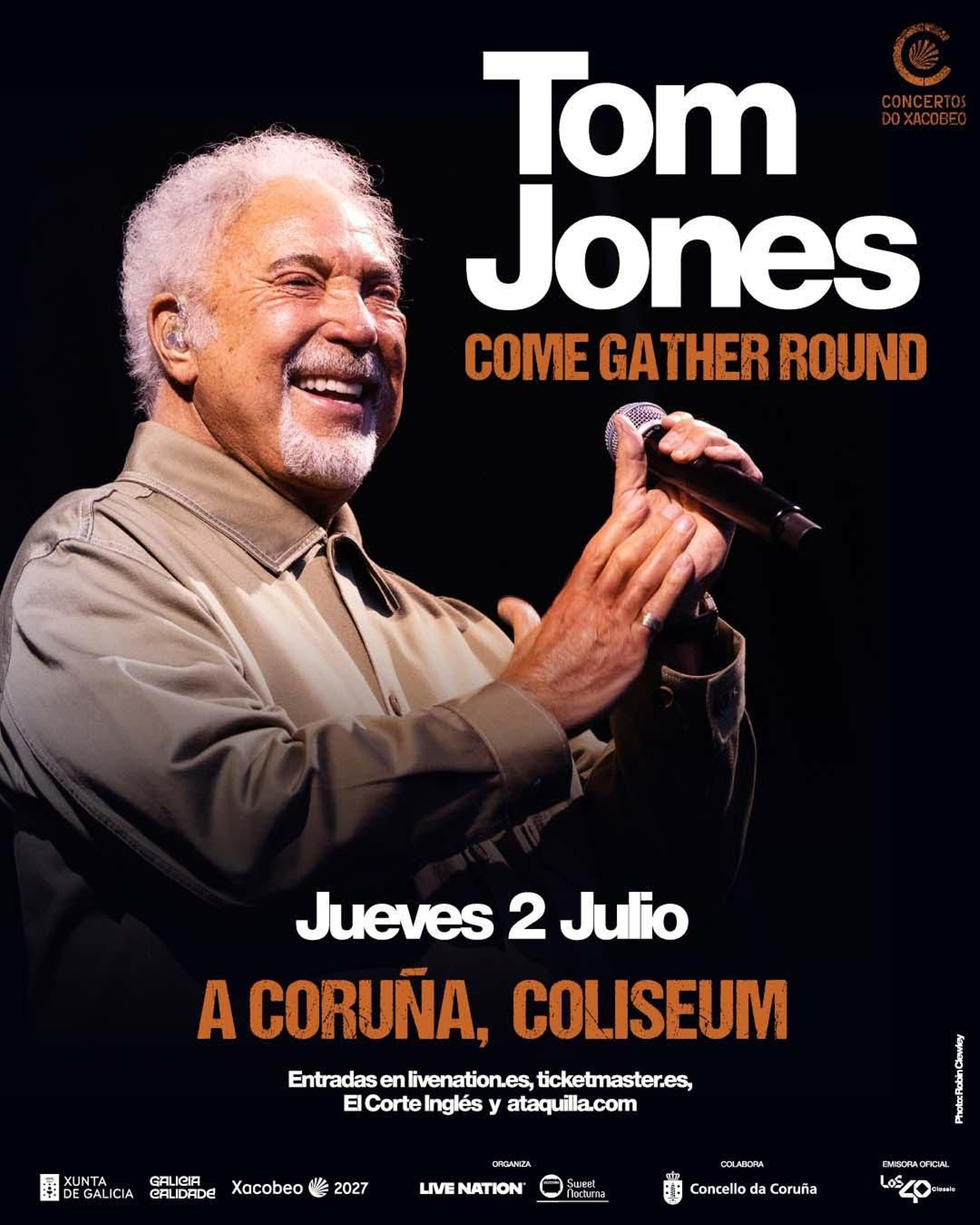 Cartel del concierto en el Coliseum de Tom Jones el 2 de julio.