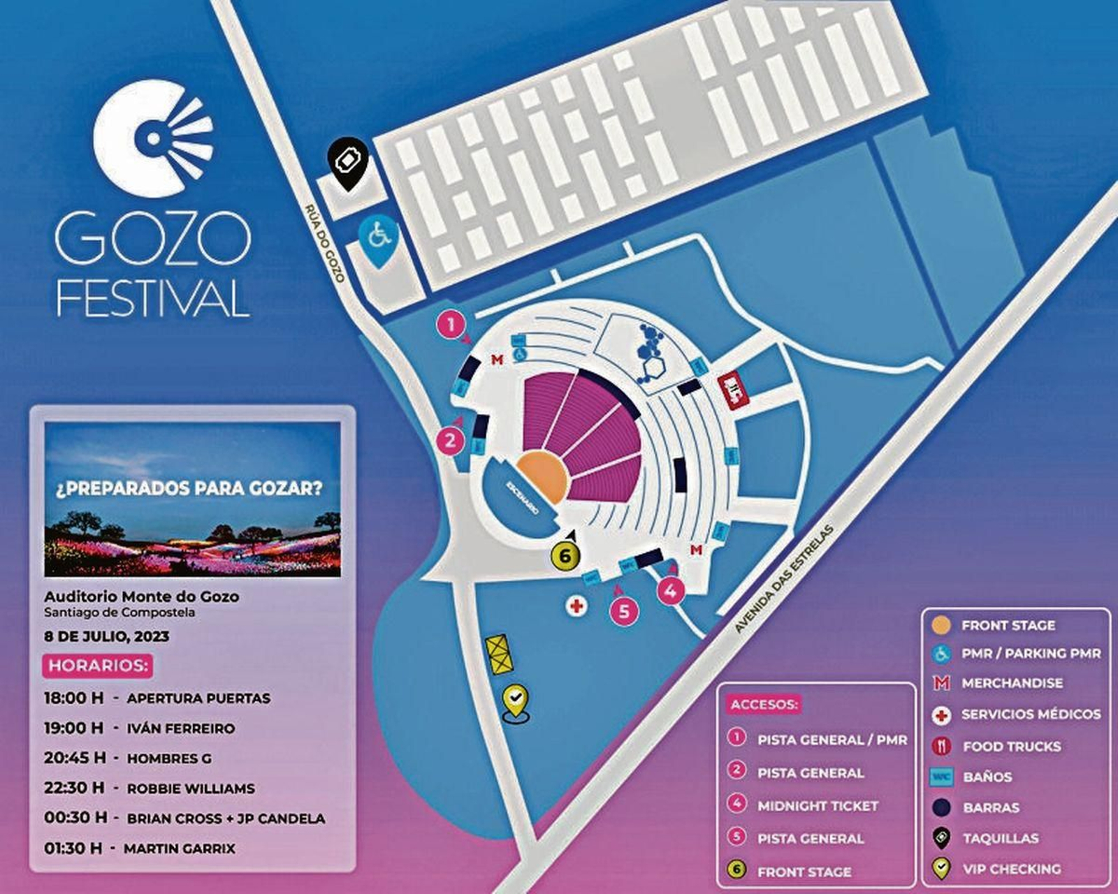Mapa del acceso al recinto de O Gozo Festival.