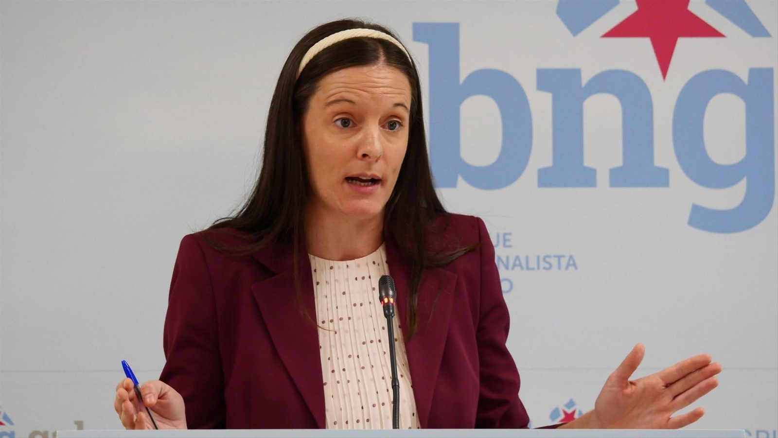 La viceportavoz parlamentaria del BNG, Olalla Rodil, en rueda de prensa.