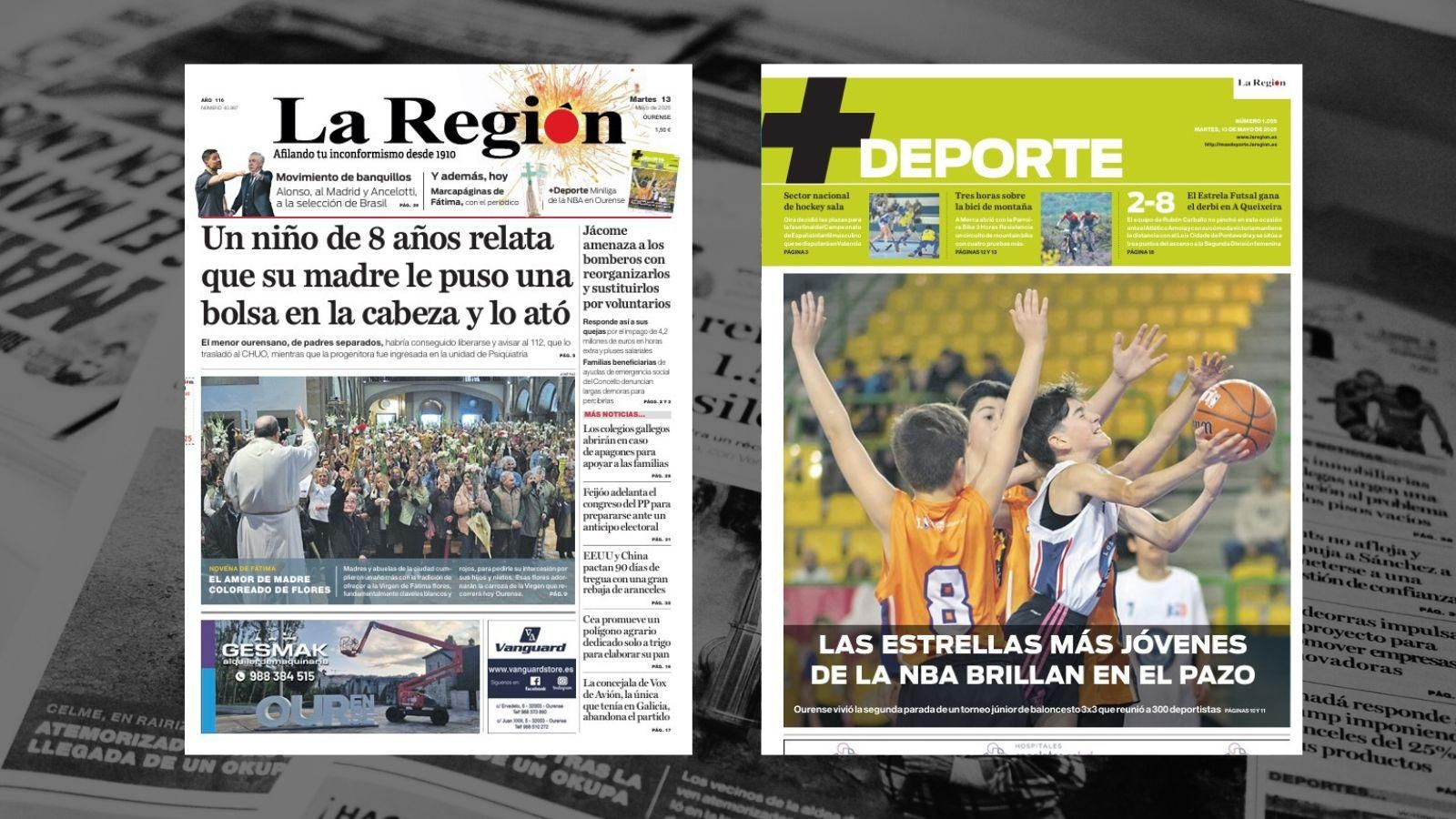 Las portadas de La Región y +Deporte de este martes.