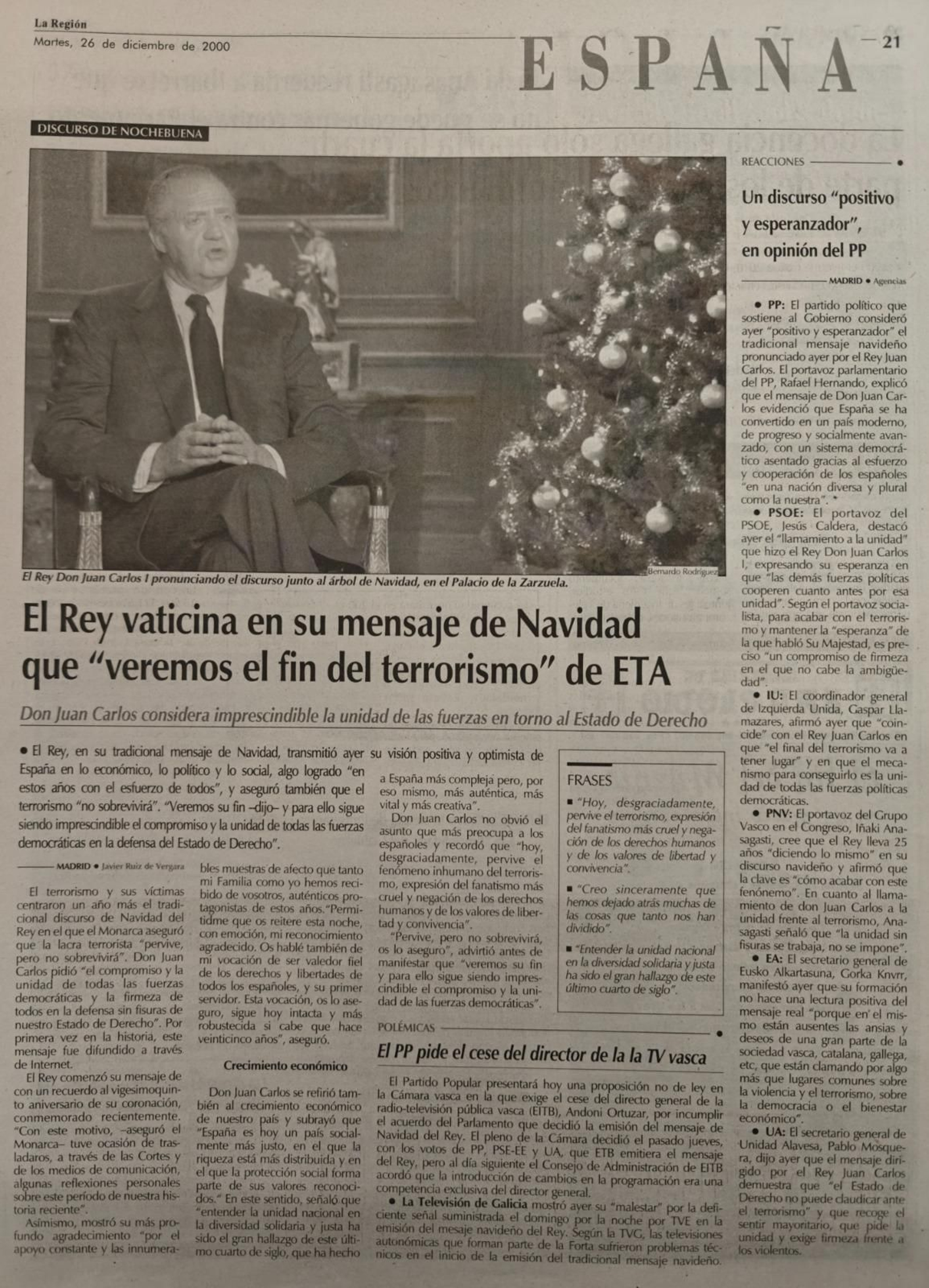 Una página del 26 de diciembre de 2000