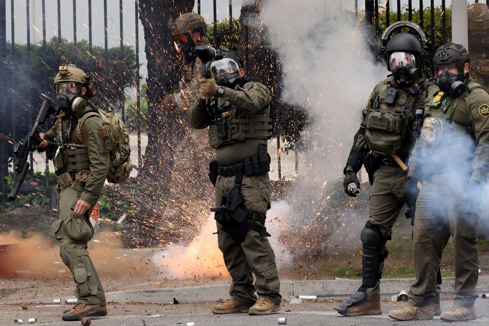 Militares durante las protestas.