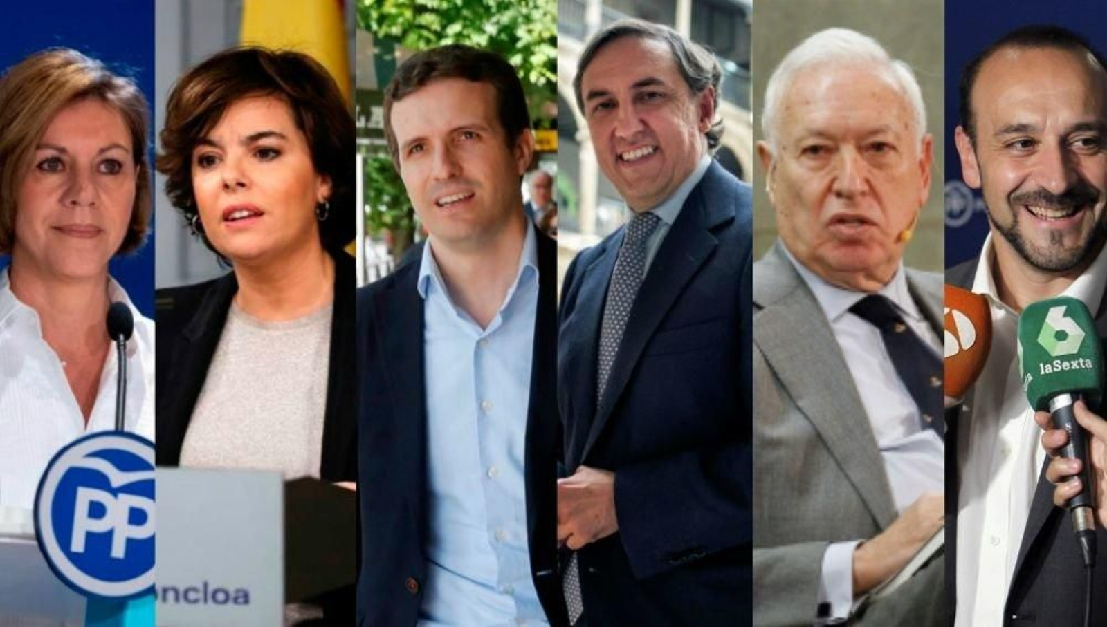 Los seis candidatos a la presidencia del Partido Popular.
