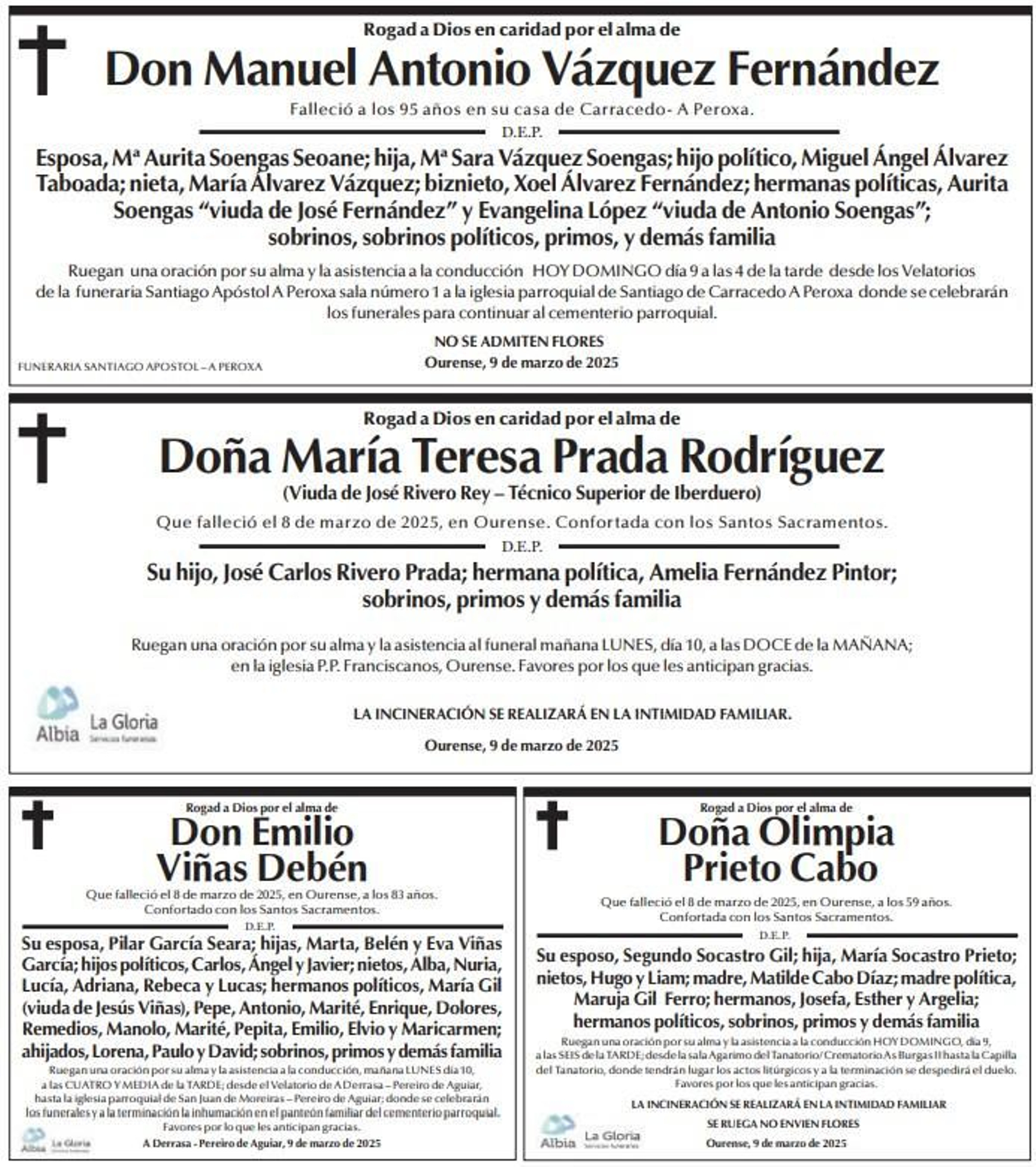 Esquelas 9 de marzo.