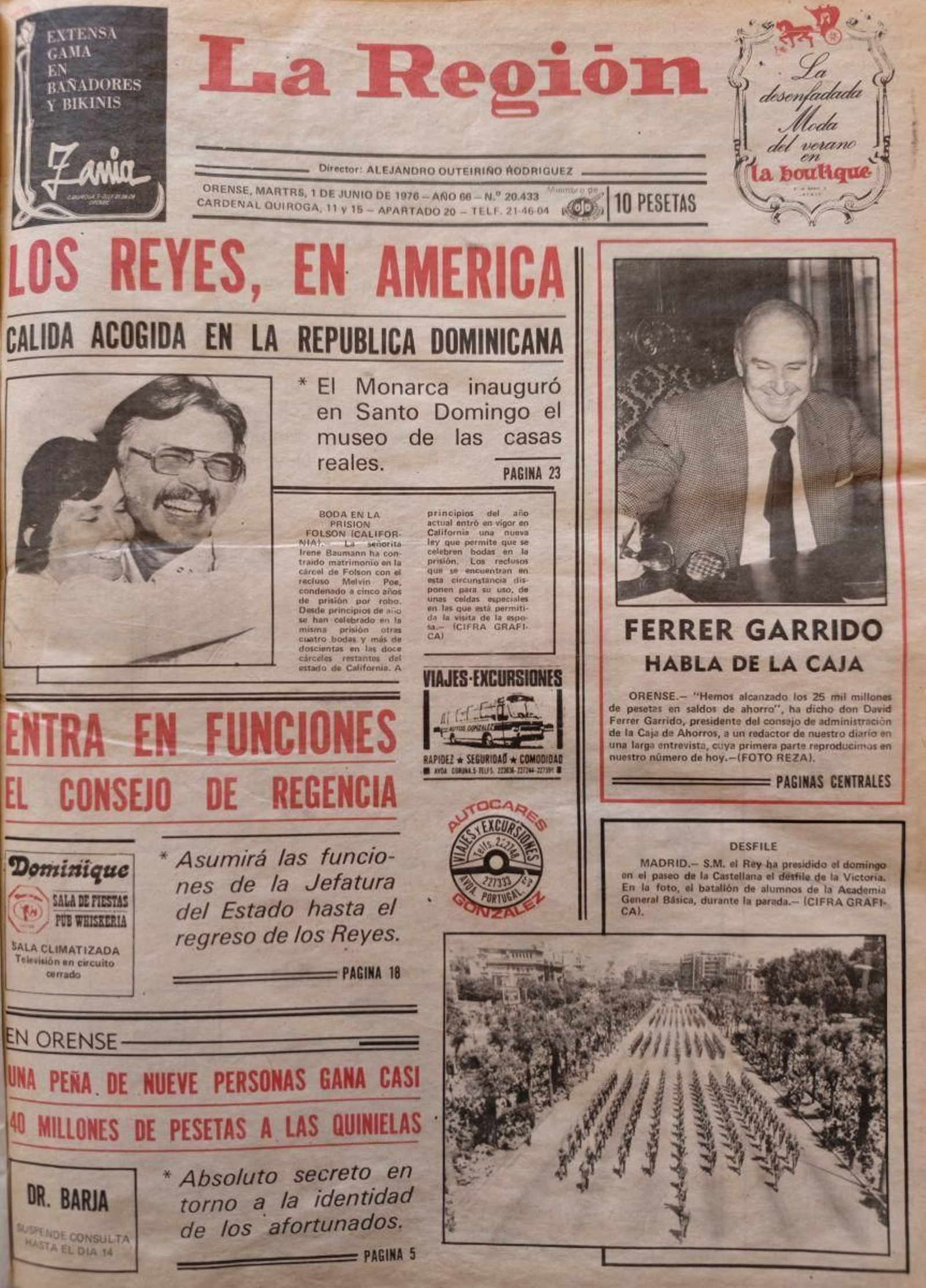 Los titulares de La Región del 1 de junio de 1976
