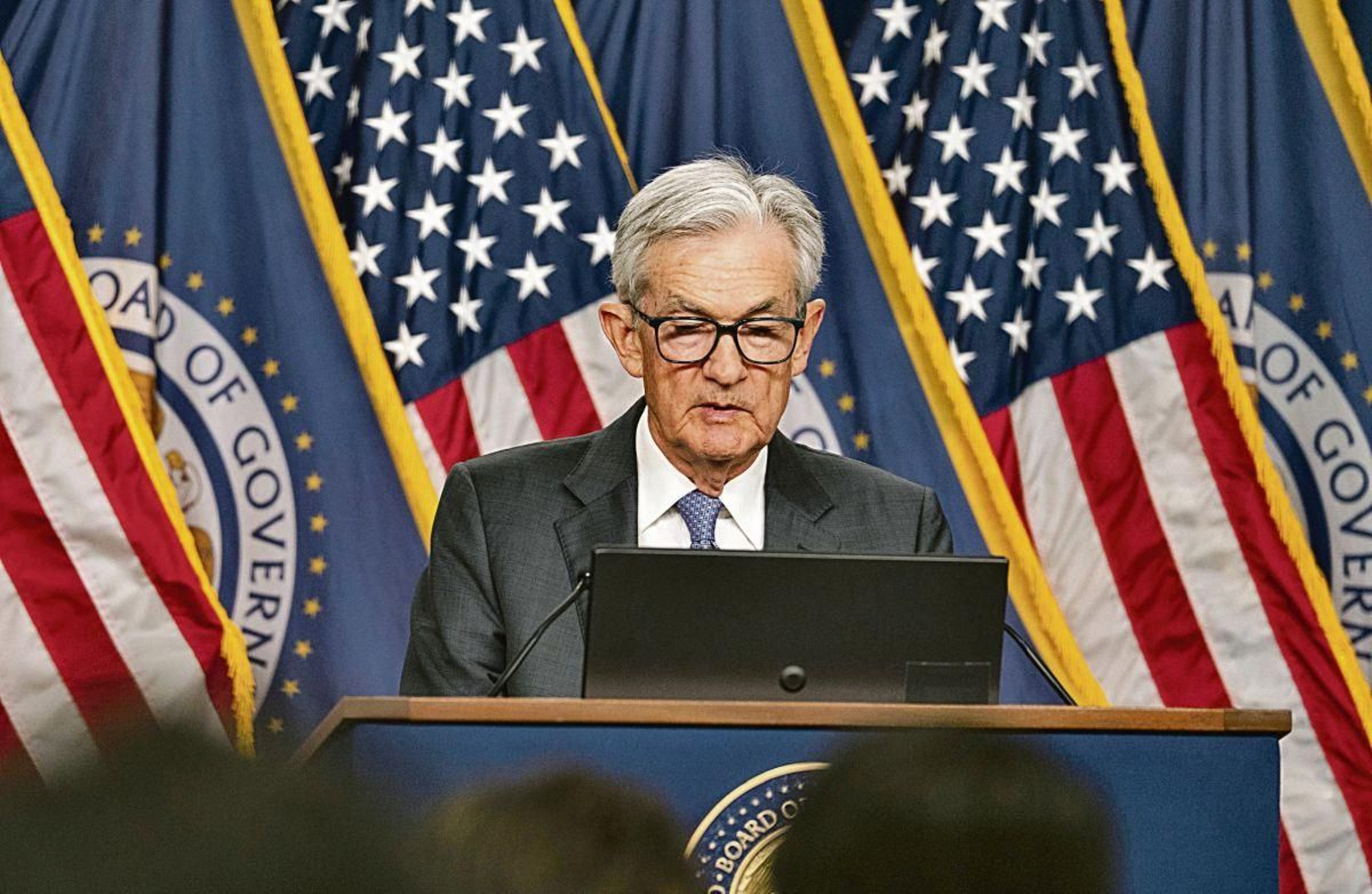 El presidente de la Reserva Federal (Fed), Jerome Powell, en declaraciones a los medios.