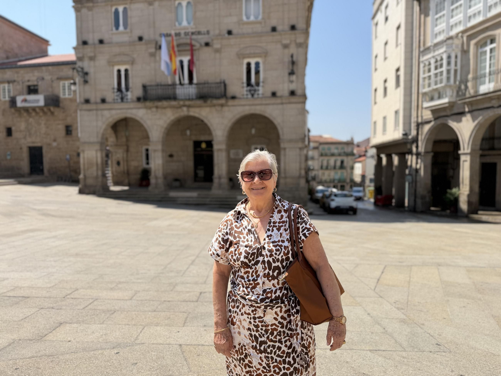 Angeliona de Palumbo en la Plaza Mayor de Ourense.