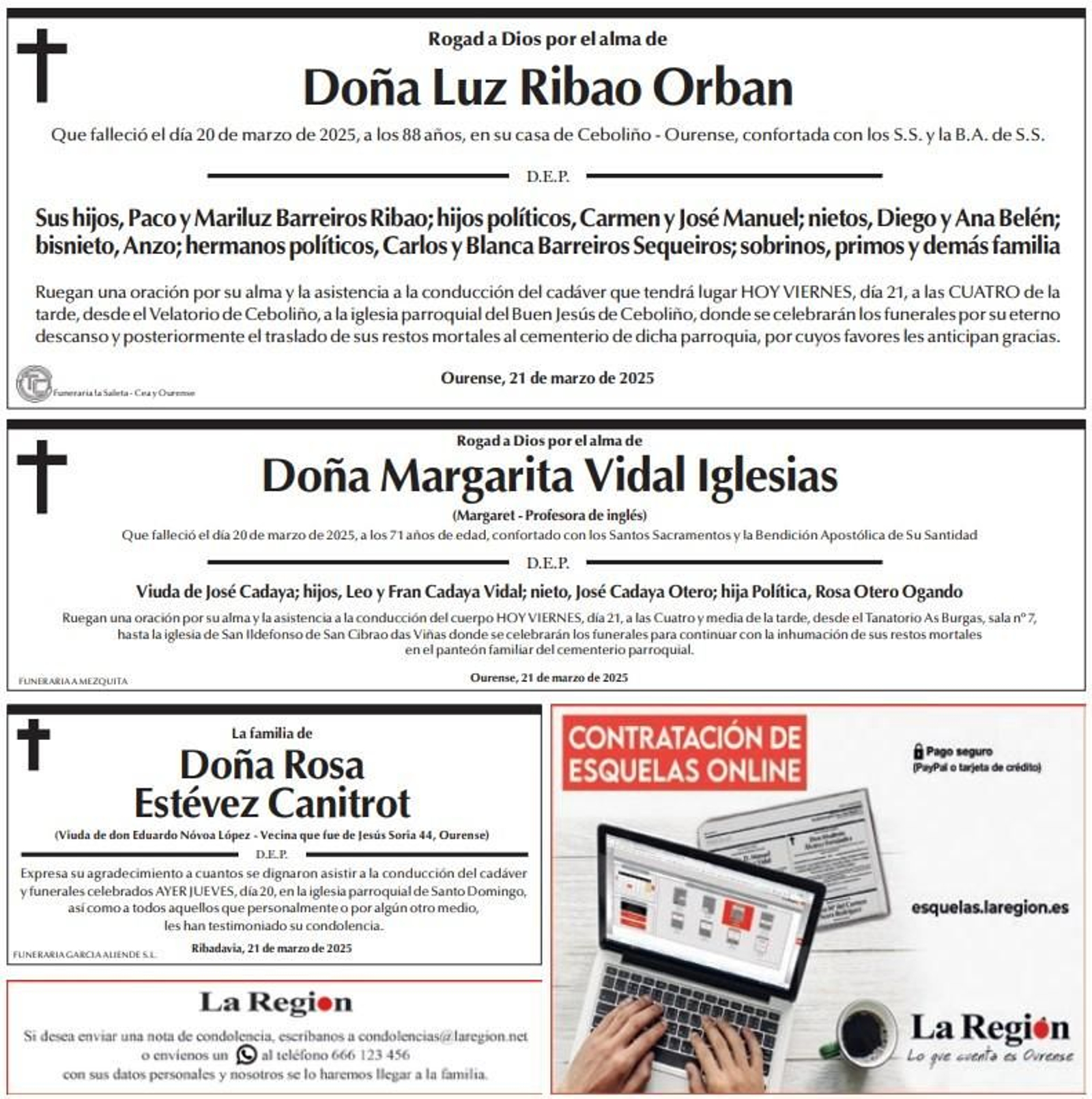 Esquelas 21 de marzo.