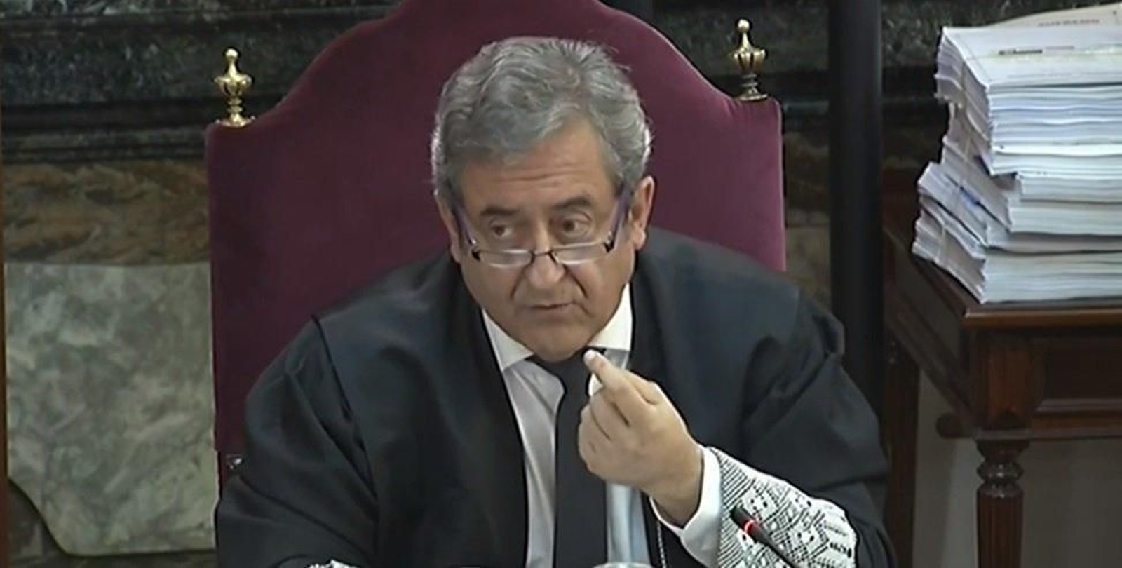 El fiscal Javier Zaragoza durante su intervención en las conclusiones de la Fiscalía en el juicio por el procés en el Tribunal Supremo